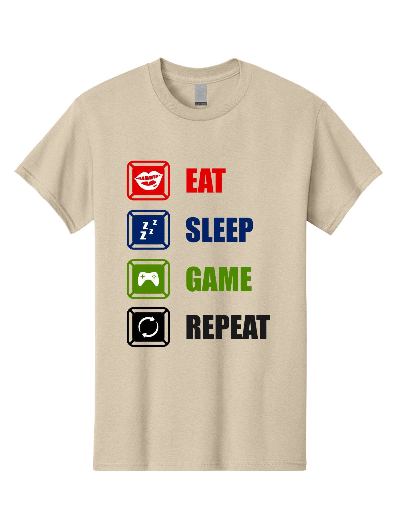 Eat-Sleep-Game-Repeat Men'S Graphic Tee, 100% Cotton, Comfortable Casual Summer Wear, Machine Washable, Gamer Lifestyle, Video Game Culture, Gaming Habits, Eat, Sleep, Game, Repeat, Gaming Community, Gamer Life -  Aaa626 12