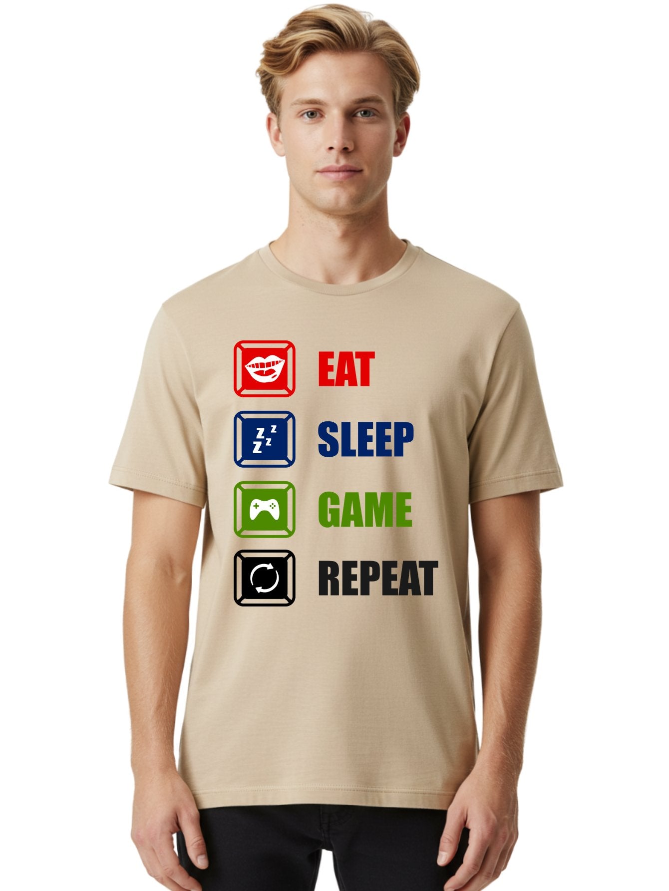 Eat-Sleep-Game-Repeat Men'S Graphic Tee, 100% Cotton, Comfortable Casual Summer Wear, Machine Washable, Gamer Lifestyle, Video Game Culture, Gaming Habits, Eat, Sleep, Game, Repeat, Gaming Community, Gamer Life -  Aaa626 28