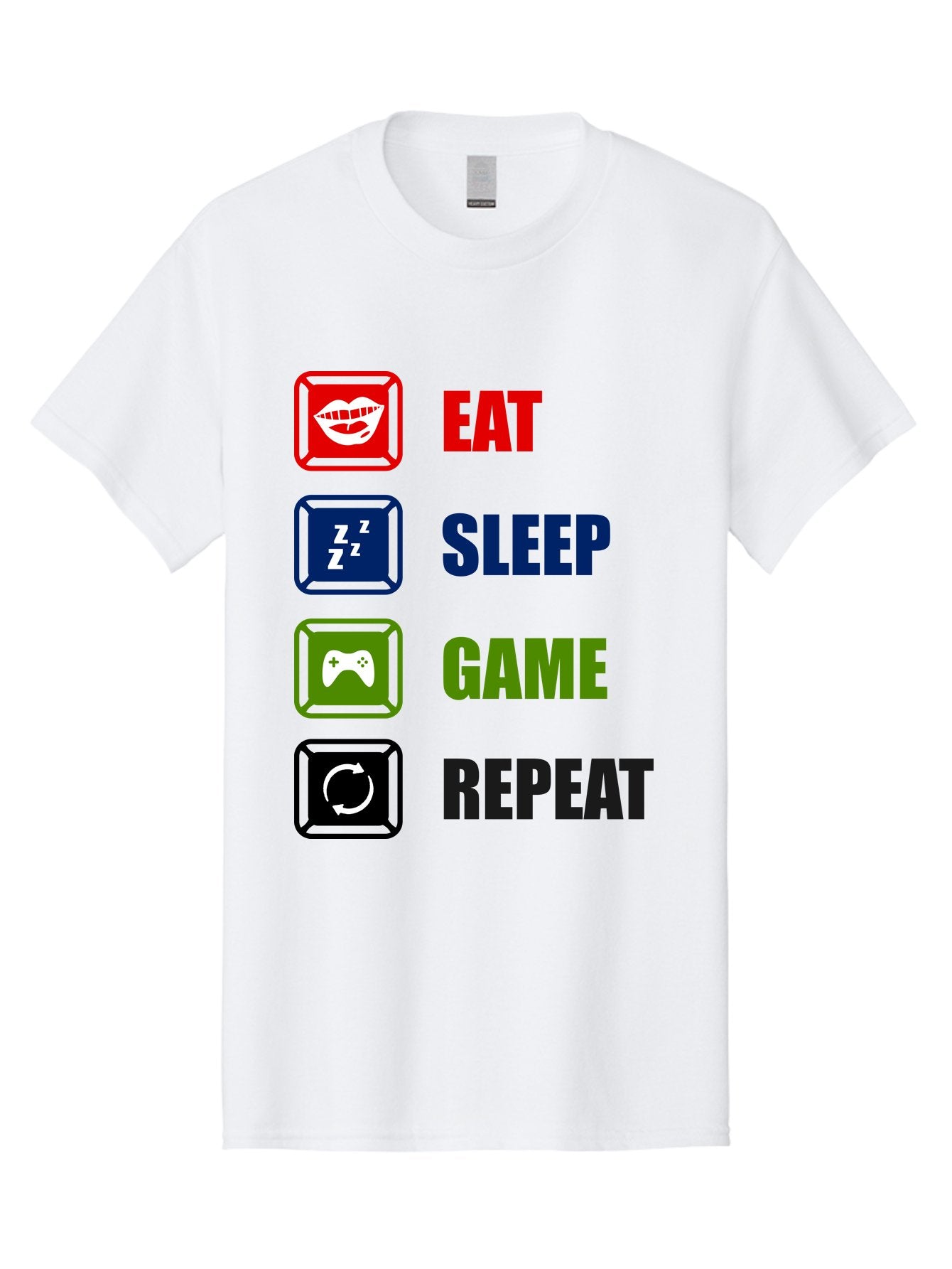 Eat-Sleep-Game-Repeat Men'S Graphic Tee, 100% Cotton, Comfortable Casual Summer Wear, Machine Washable, Gamer Lifestyle, Video Game Culture, Gaming Habits, Eat, Sleep, Game, Repeat, Gaming Community, Gamer Life -  Aaa626 7