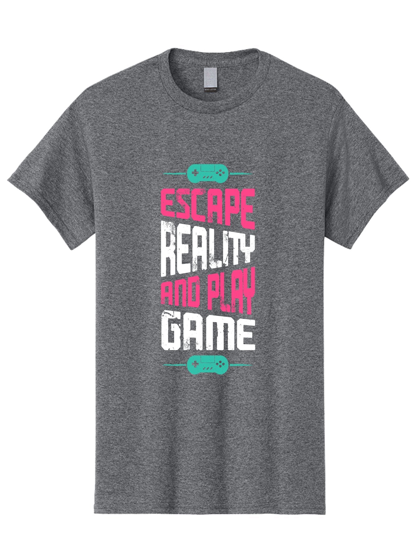 Escape-Reality-And-Play-Game Men'S Graphic Tee, 100% Cotton, Comfortable Casual Summer Wear, Machine Washable, Escape Reality, Play Game, Immersive Gaming Experience, Escape Room Theme, Gaming Advertisement, Interactive Entertainment, -  Aaa627 9