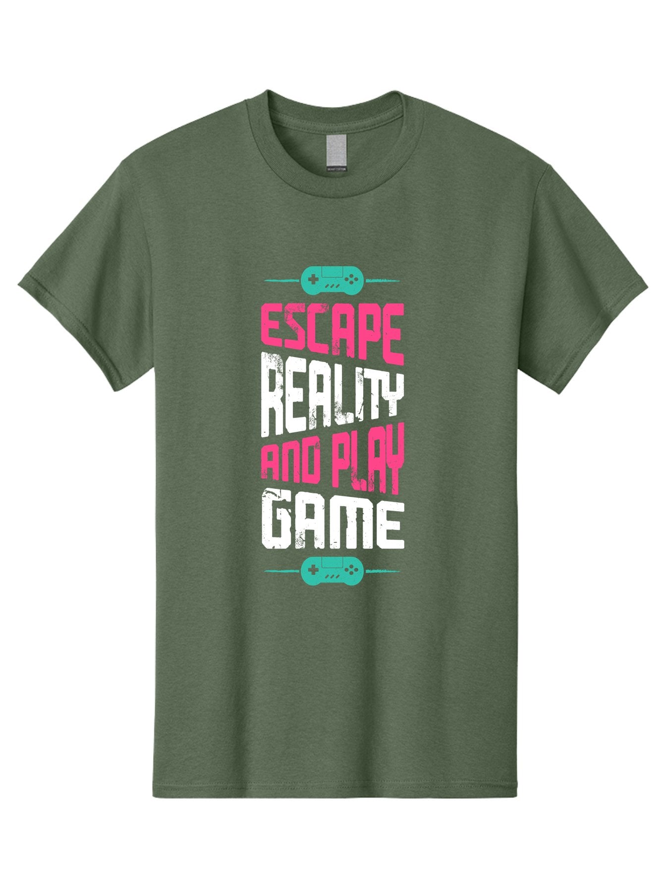 Escape-Reality-And-Play-Game Men'S Graphic Tee, 100% Cotton, Comfortable Casual Summer Wear, Machine Washable, Escape Reality, Play Game, Immersive Gaming Experience, Escape Room Theme, Gaming Advertisement, Interactive Entertainment, -  Aaa627 3