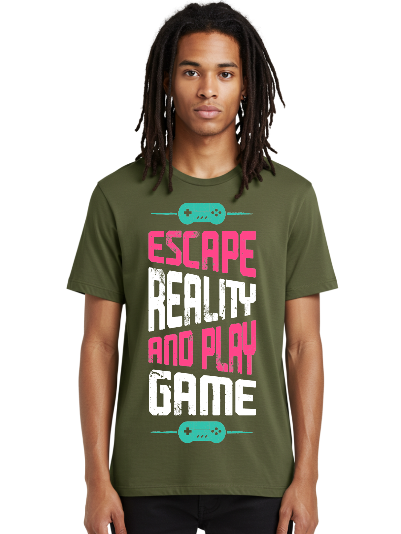 Escape-Reality-And-Play-Game Men'S Graphic Tee, 100% Cotton, Comfortable Casual Summer Wear, Machine Washable, Escape Reality, Play Game, Immersive Gaming Experience, Escape Room Theme, Gaming Advertisement, Interactive Entertainment, -  Aaa627 16