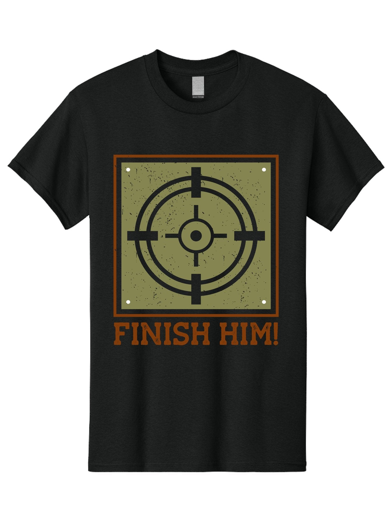 Finish-Him-Target Men'S Graphic Tee, 100% Cotton, Comfortable Casual Summer Wear, Machine Washable, Target Symbol, Bullseye, Combat Graphics, Finishing Move, Video Game Graphics, Intense Action, Fighting Games -  Aaa629