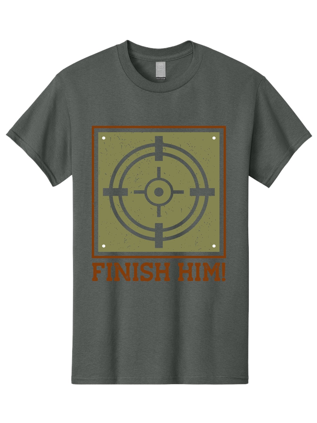 Finish-Him-Target Men'S Graphic Tee, 100% Cotton, Comfortable Casual Summer Wear, Machine Washable, Target Symbol, Bullseye, Combat Graphics, Finishing Move, Video Game Graphics, Intense Action, Fighting Games -  Aaa629 12