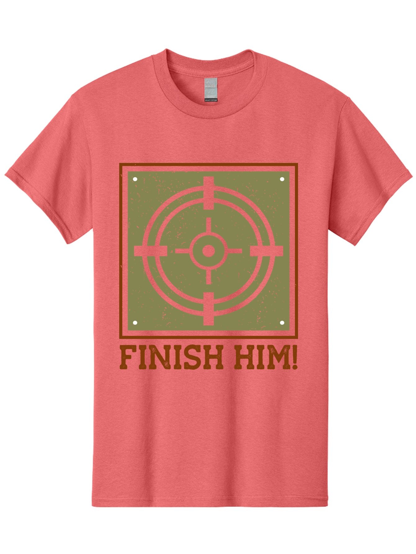 Finish-Him-Target Men'S Graphic Tee, 100% Cotton, Comfortable Casual Summer Wear, Machine Washable, Target Symbol, Bullseye, Combat Graphics, Finishing Move, Video Game Graphics, Intense Action, Fighting Games -  Aaa629 9