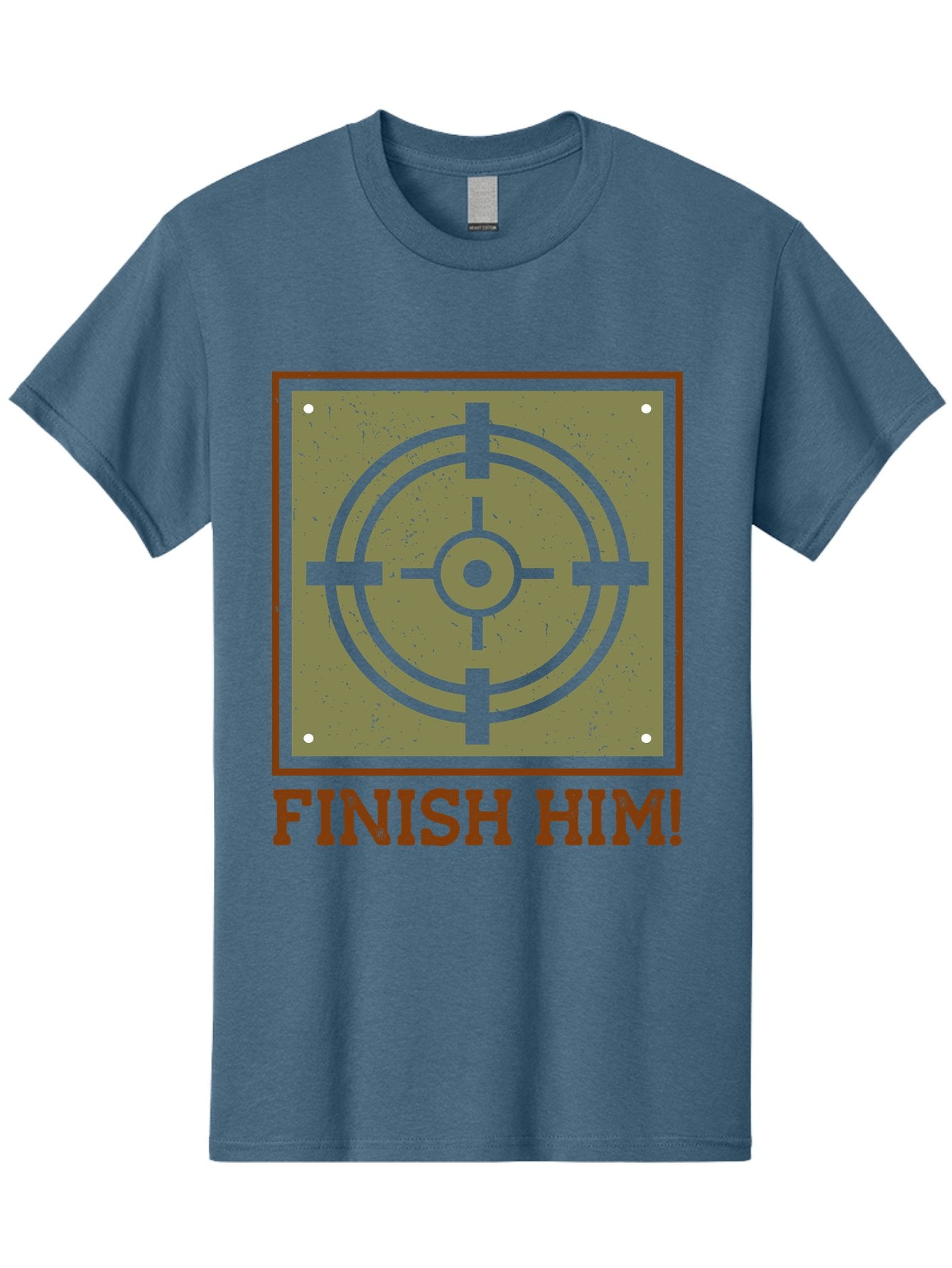 Finish-Him-Target Men'S Graphic Tee, 100% Cotton, Comfortable Casual Summer Wear, Machine Washable, Target Symbol, Bullseye, Combat Graphics, Finishing Move, Video Game Graphics, Intense Action, Fighting Games -  Aaa629 15