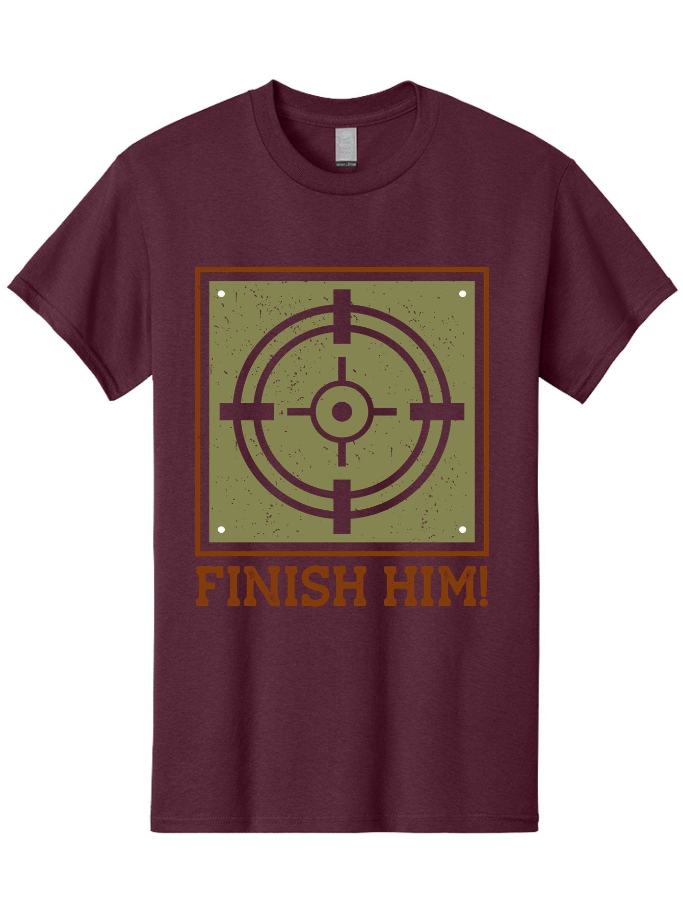 Finish-Him-Target Men'S Graphic Tee, 100% Cotton, Comfortable Casual Summer Wear, Machine Washable, Target Symbol, Bullseye, Combat Graphics, Finishing Move, Video Game Graphics, Intense Action, Fighting Games -  Aaa629 7