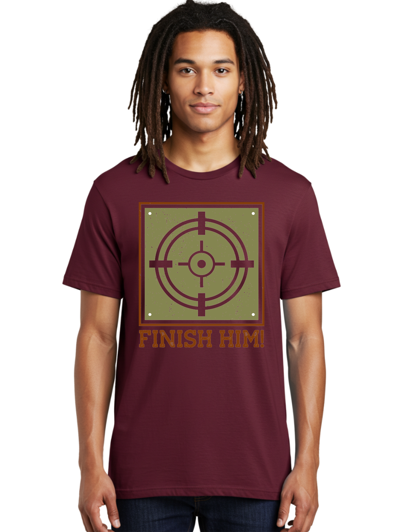 Finish-Him-Target Men'S Graphic Tee, 100% Cotton, Comfortable Casual Summer Wear, Machine Washable, Target Symbol, Bullseye, Combat Graphics, Finishing Move, Video Game Graphics, Intense Action, Fighting Games -  Aaa629 14