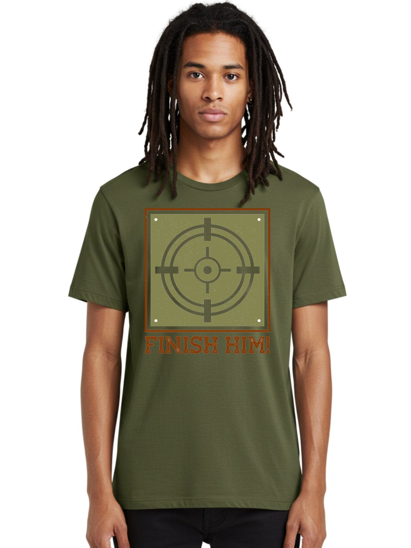 Finish-Him-Target Men'S Graphic Tee, 100% Cotton, Comfortable Casual Summer Wear, Machine Washable, Target Symbol, Bullseye, Combat Graphics, Finishing Move, Video Game Graphics, Intense Action, Fighting Games -  Aaa629 16