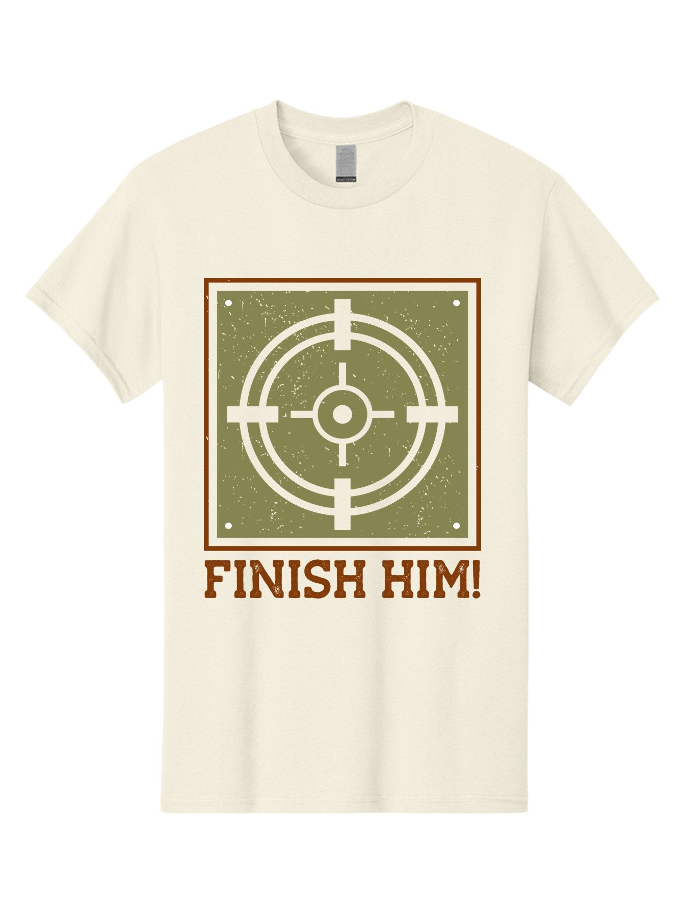 Finish-Him-Target Men'S Graphic Tee, 100% Cotton, Comfortable Casual Summer Wear, Machine Washable, Target Symbol, Bullseye, Combat Graphics, Finishing Move, Video Game Graphics, Intense Action, Fighting Games -  Aaa629 13