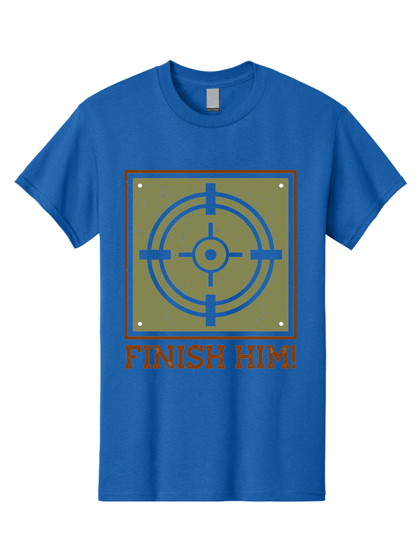 Finish-Him-Target Men'S Graphic Tee, 100% Cotton, Comfortable Casual Summer Wear, Machine Washable, Target Symbol, Bullseye, Combat Graphics, Finishing Move, Video Game Graphics, Intense Action, Fighting Games -  Aaa629 25