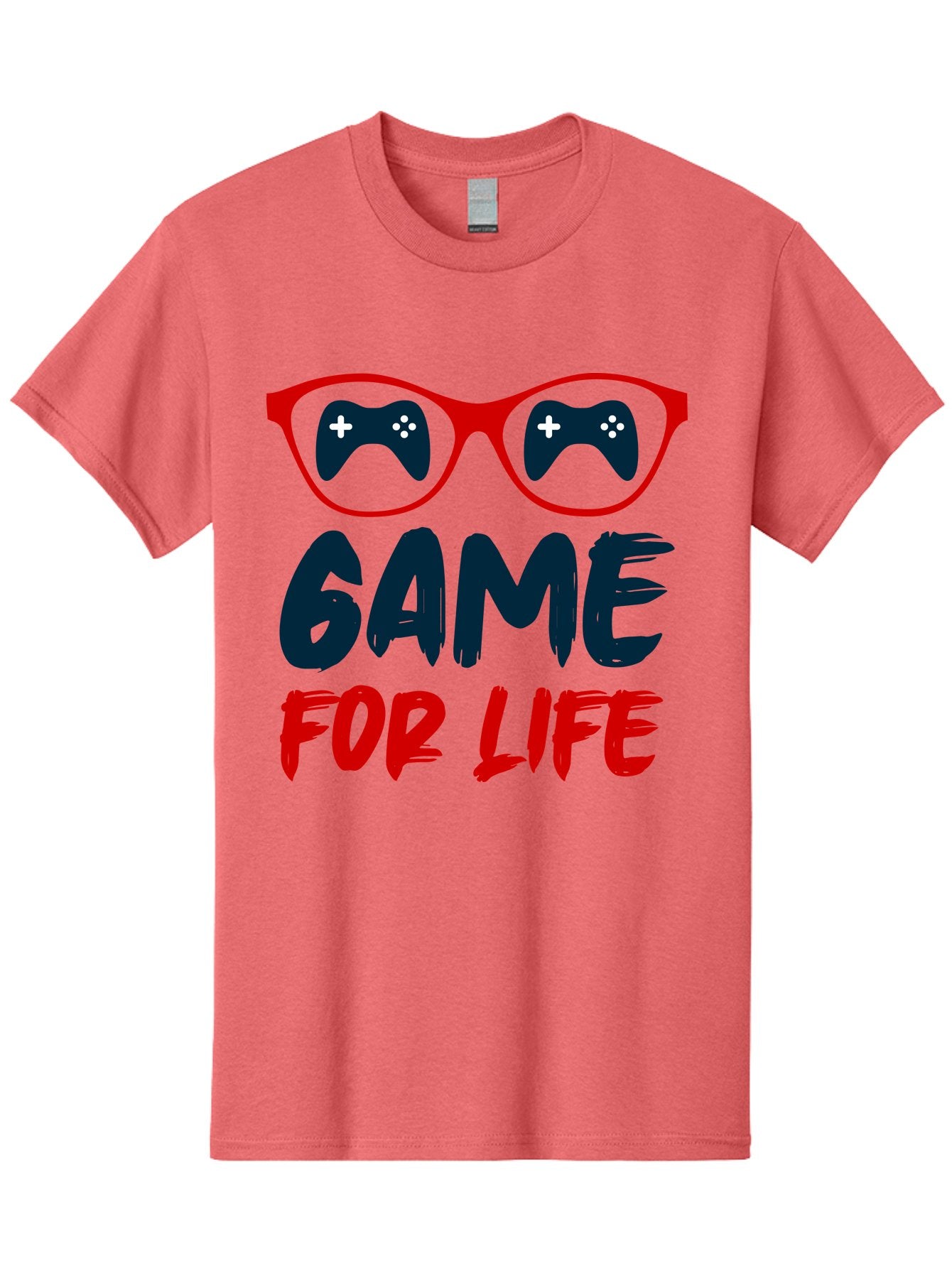 Game-For-Life Men'S Graphic Tee, 100% Cotton, Comfortable Casual Summer Wear, Machine Washable, Gaming Culture, Game Controllers, Video Games, Gamer Lifestyle, Game For Life, Gaming Community, Fun, Entertainment, Red Glasses -  Aaa630 8