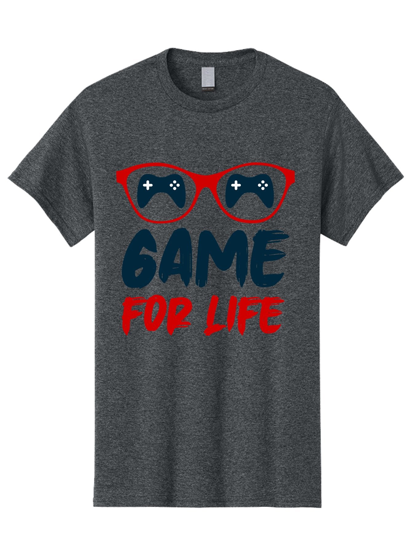 Game-For-Life Men'S Graphic Tee, 100% Cotton, Comfortable Casual Summer Wear, Machine Washable, Gaming Culture, Game Controllers, Video Games, Gamer Lifestyle, Game For Life, Gaming Community, Fun, Entertainment, Red Glasses -  Aaa630 15
