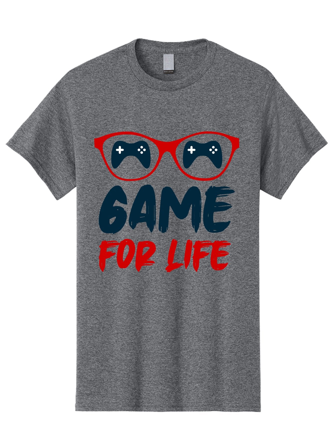 Game-For-Life Men'S Graphic Tee, 100% Cotton, Comfortable Casual Summer Wear, Machine Washable, Gaming Culture, Game Controllers, Video Games, Gamer Lifestyle, Game For Life, Gaming Community, Fun, Entertainment, Red Glasses -  Aaa630 4