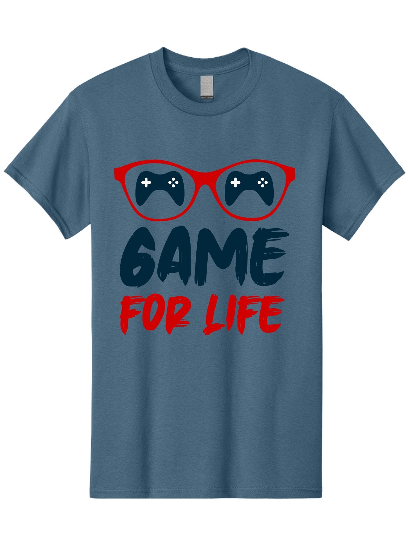 Game-For-Life Men'S Graphic Tee, 100% Cotton, Comfortable Casual Summer Wear, Machine Washable, Gaming Culture, Game Controllers, Video Games, Gamer Lifestyle, Game For Life, Gaming Community, Fun, Entertainment, Red Glasses -  Aaa630 6