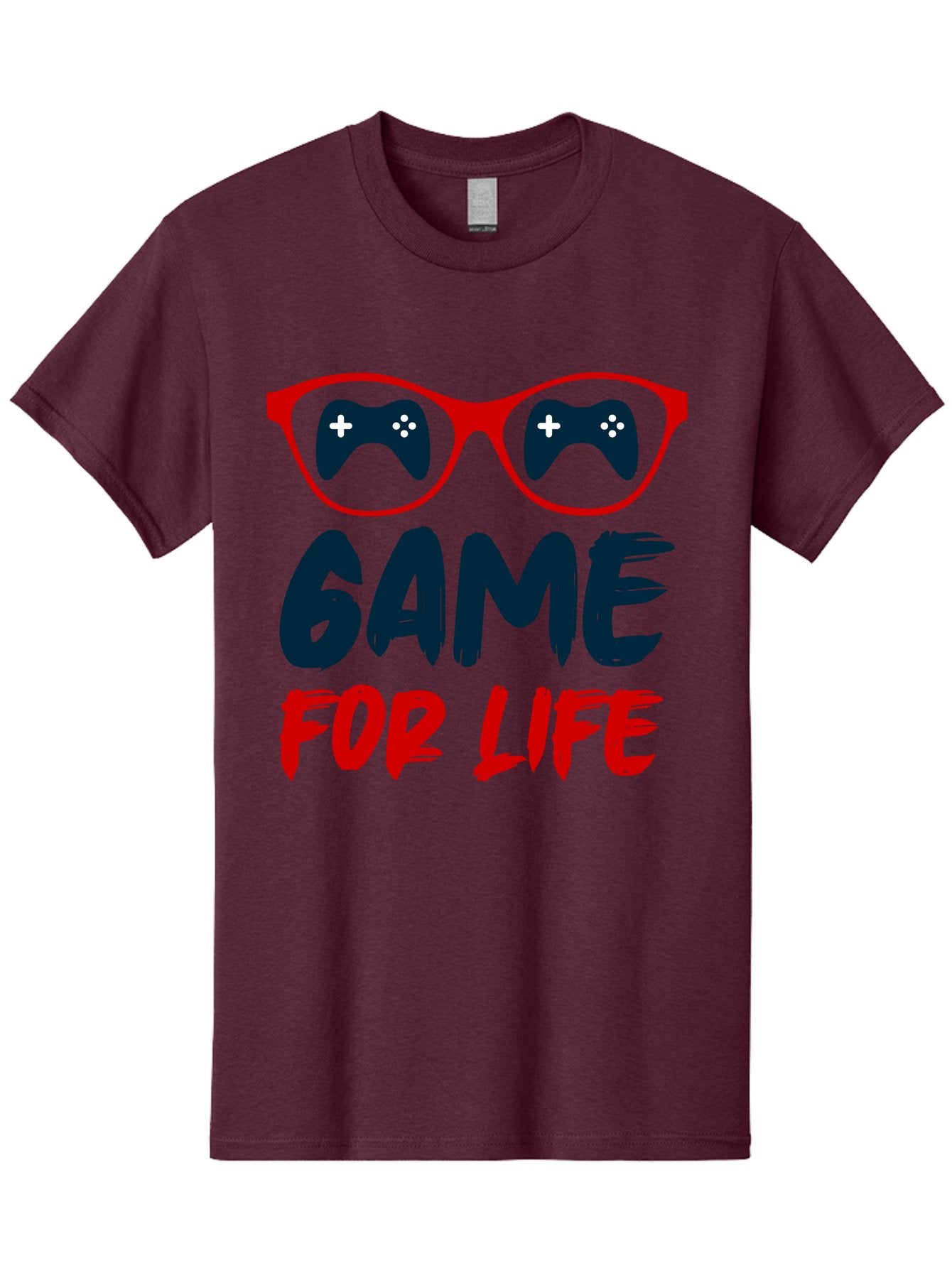 Game-For-Life Men'S Graphic Tee, 100% Cotton, Comfortable Casual Summer Wear, Machine Washable, Gaming Culture, Game Controllers, Video Games, Gamer Lifestyle, Game For Life, Gaming Community, Fun, Entertainment, Red Glasses -  Aaa630 5