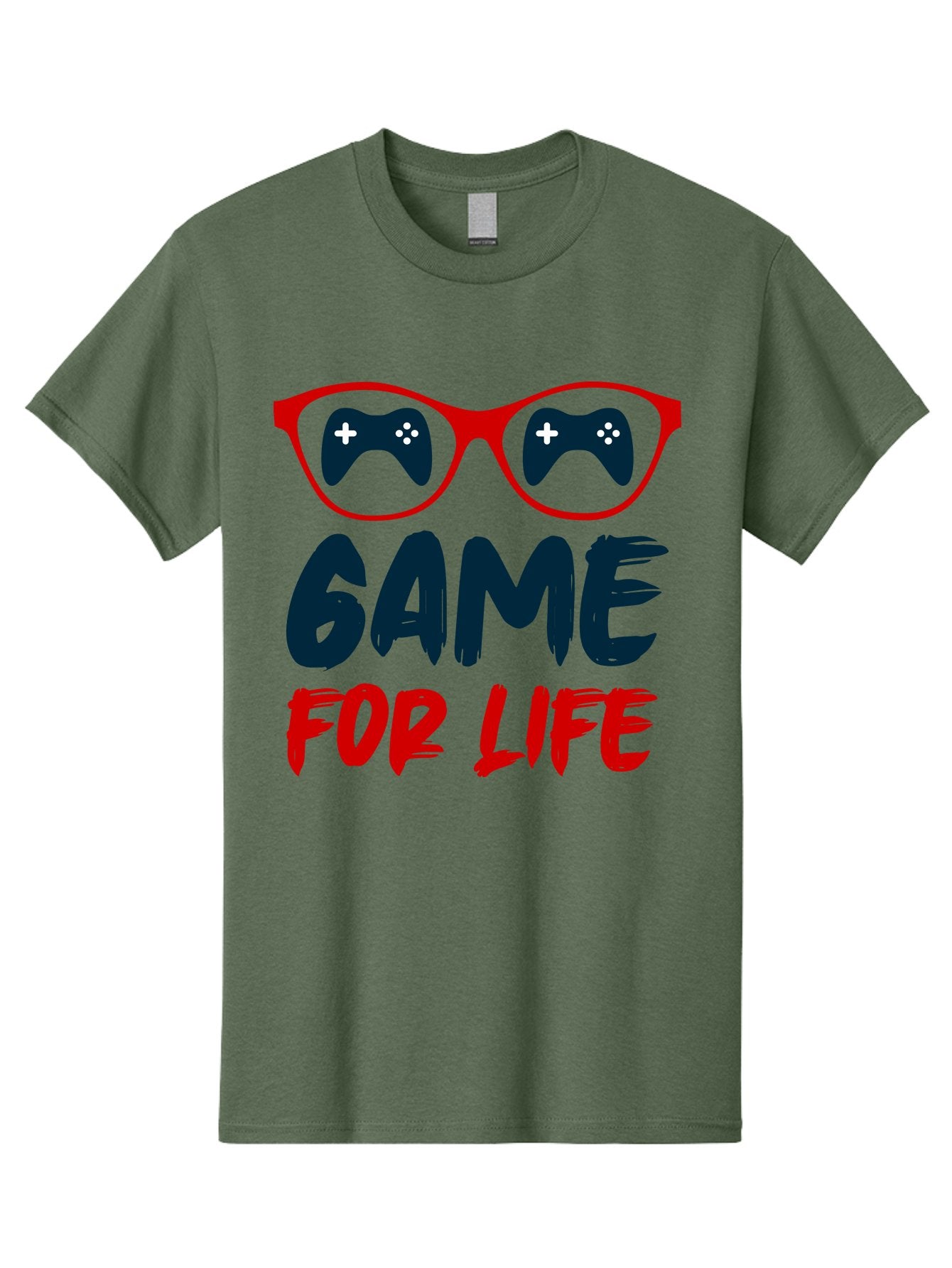 Game-For-Life Men'S Graphic Tee, 100% Cotton, Comfortable Casual Summer Wear, Machine Washable, Gaming Culture, Game Controllers, Video Games, Gamer Lifestyle, Game For Life, Gaming Community, Fun, Entertainment, Red Glasses -  Aaa630 14