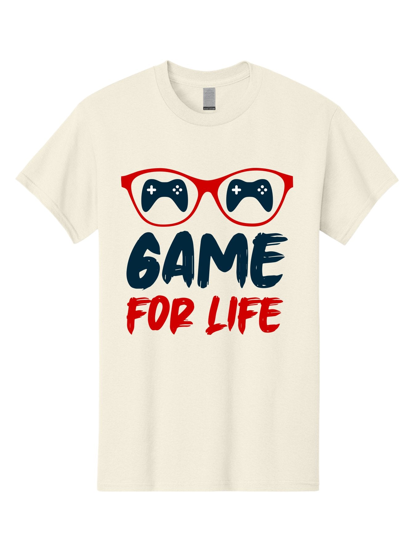 Game-For-Life Men'S Graphic Tee, 100% Cotton, Comfortable Casual Summer Wear, Machine Washable, Gaming Culture, Game Controllers, Video Games, Gamer Lifestyle, Game For Life, Gaming Community, Fun, Entertainment, Red Glasses -  Aaa630 11