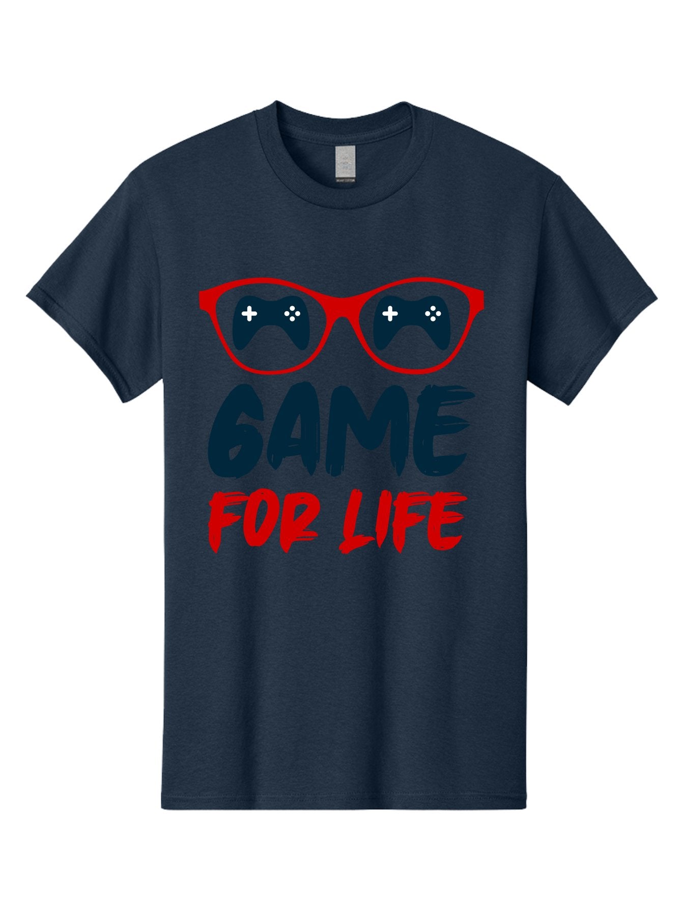 Game-For-Life Men'S Graphic Tee, 100% Cotton, Comfortable Casual Summer Wear, Machine Washable, Gaming Culture, Game Controllers, Video Games, Gamer Lifestyle, Game For Life, Gaming Community, Fun, Entertainment, Red Glasses -  Aaa630 9