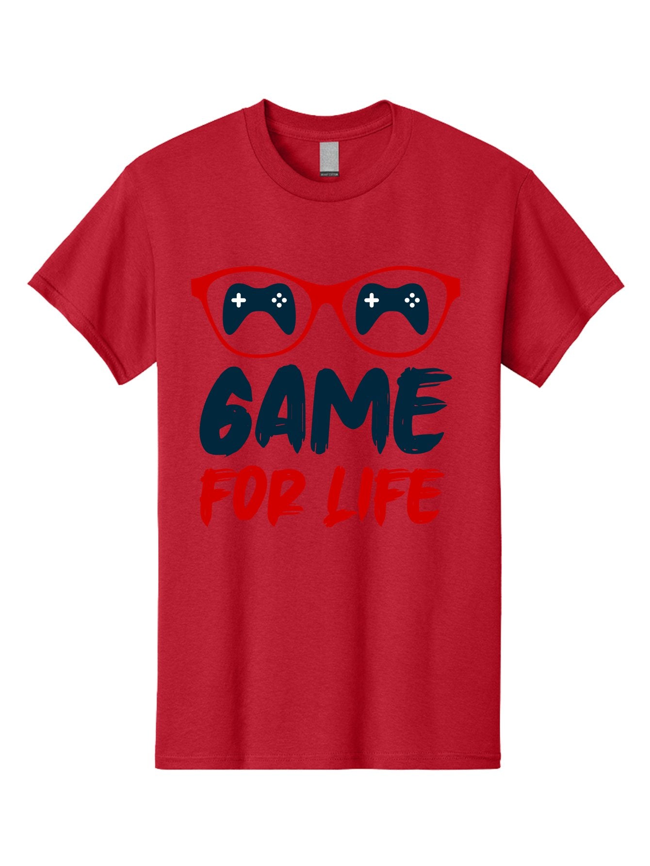 Game-For-Life Men'S Graphic Tee, 100% Cotton, Comfortable Casual Summer Wear, Machine Washable, Gaming Culture, Game Controllers, Video Games, Gamer Lifestyle, Game For Life, Gaming Community, Fun, Entertainment, Red Glasses -  Aaa630 13