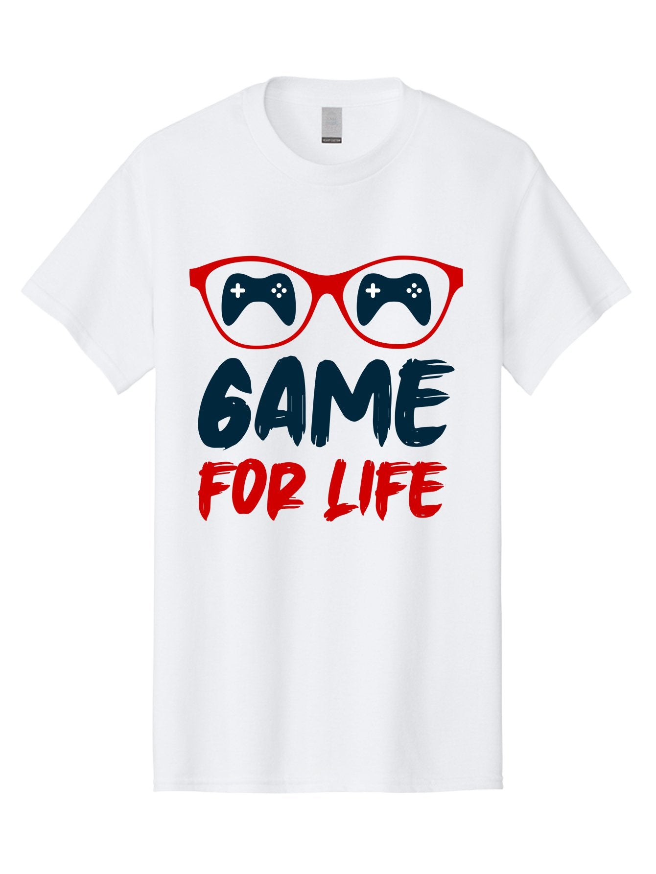 Game-For-Life Men'S Graphic Tee, 100% Cotton, Comfortable Casual Summer Wear, Machine Washable, Gaming Culture, Game Controllers, Video Games, Gamer Lifestyle, Game For Life, Gaming Community, Fun, Entertainment, Red Glasses -  Aaa630 7