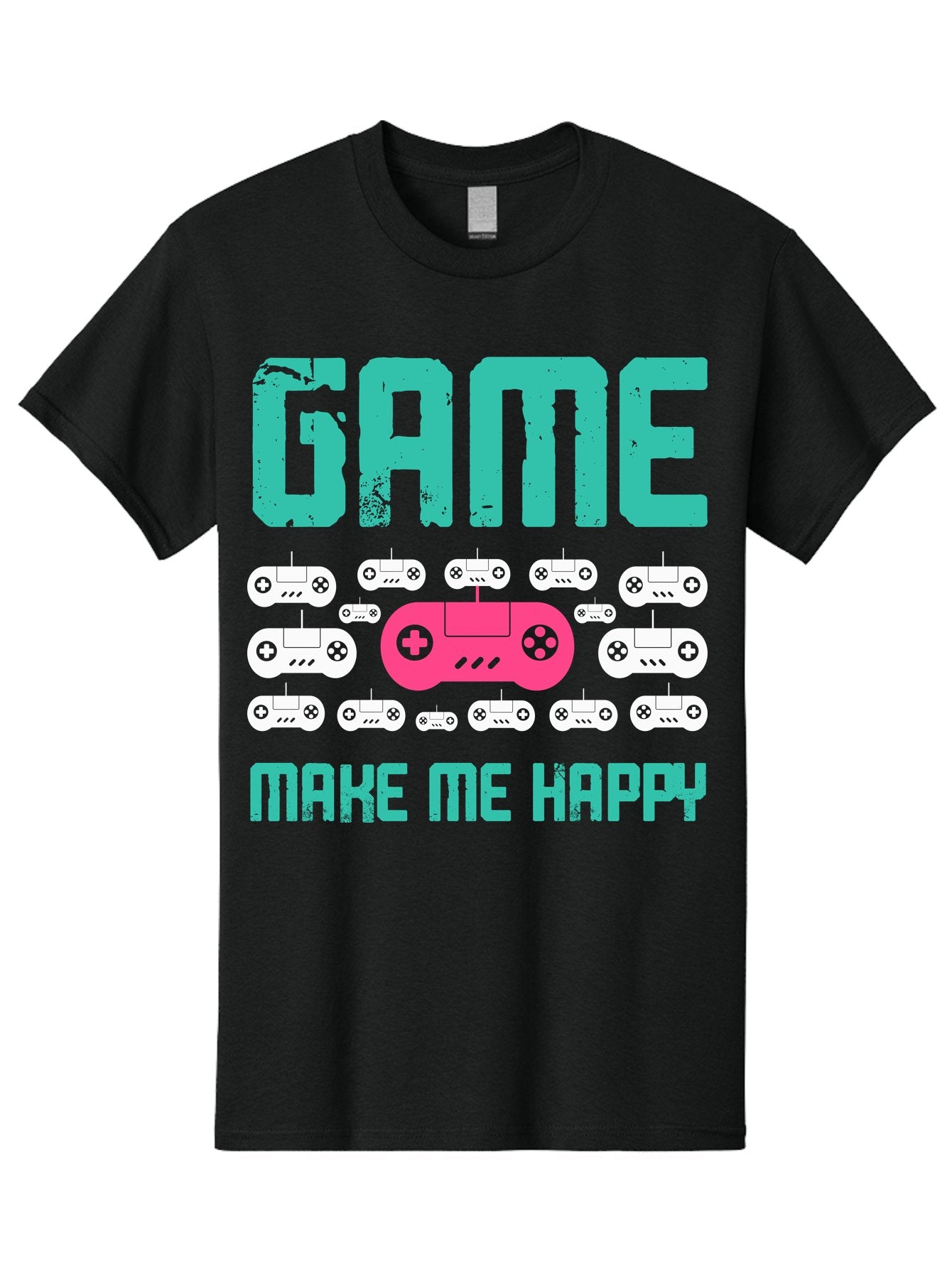 Game-Make-Me-Happy Men'S Graphic Tee, 100% Cotton, Comfortable Casual Summer Wear, Machine Washable, Gaming Controller, Gamepad, Video Games, Gaming Accessories, Positive Vibes, Happiness, Gaming, Make Me Happy -  Aaa631 5
