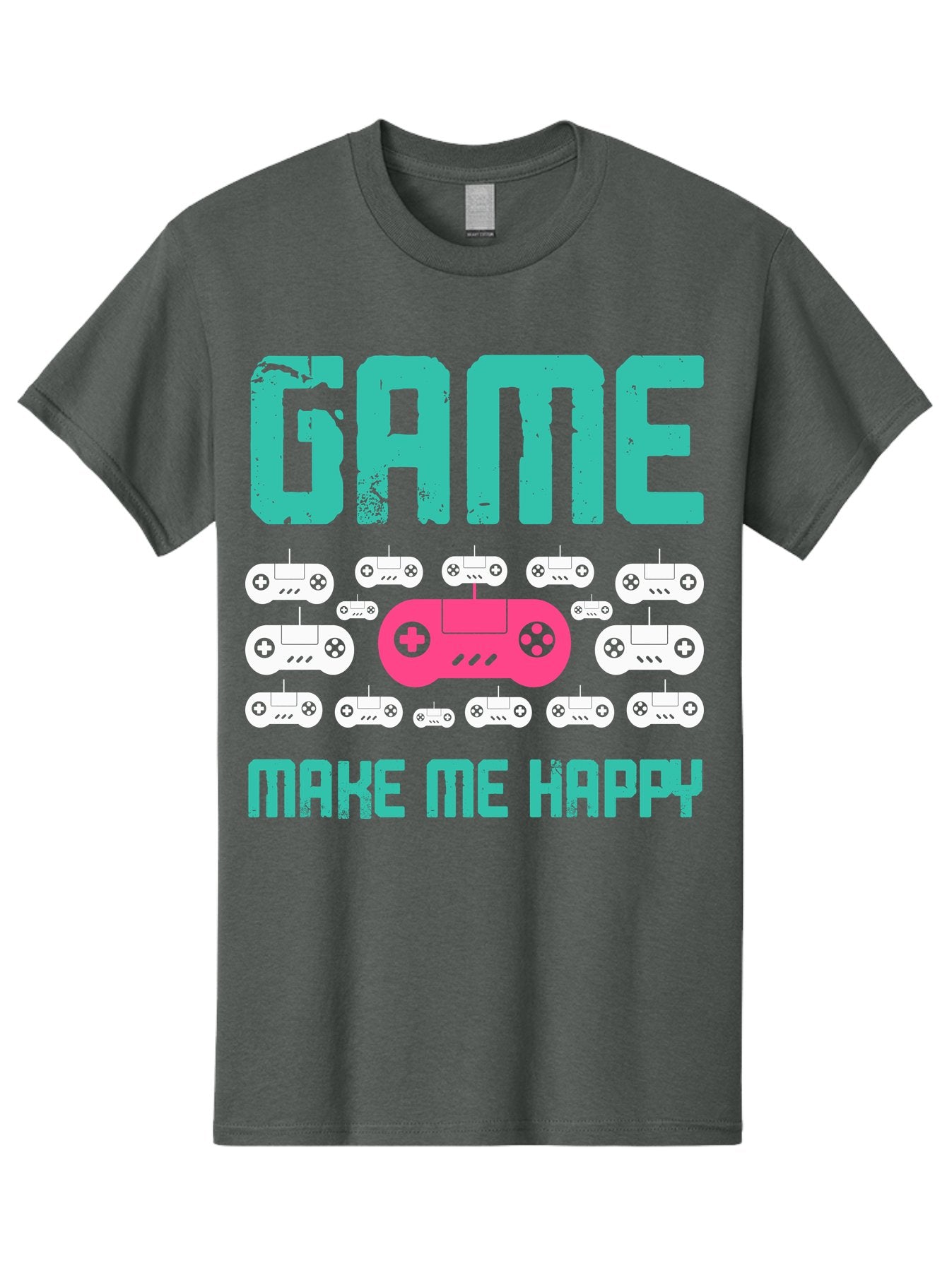 Game-Make-Me-Happy Men'S Graphic Tee, 100% Cotton, Comfortable Casual Summer Wear, Machine Washable, Gaming Controller, Gamepad, Video Games, Gaming Accessories, Positive Vibes, Happiness, Gaming, Make Me Happy -  Aaa631 10