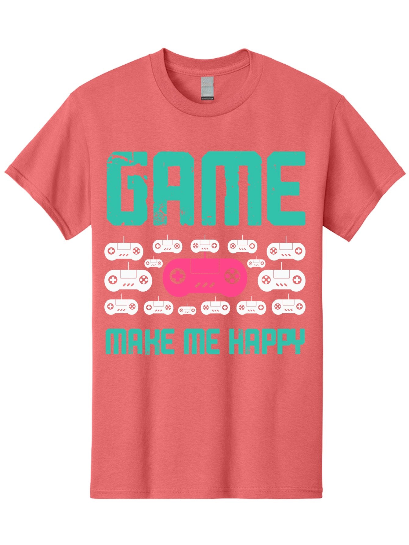 Game-Make-Me-Happy Men'S Graphic Tee, 100% Cotton, Comfortable Casual Summer Wear, Machine Washable, Gaming Controller, Gamepad, Video Games, Gaming Accessories, Positive Vibes, Happiness, Gaming, Make Me Happy -  Aaa631 13