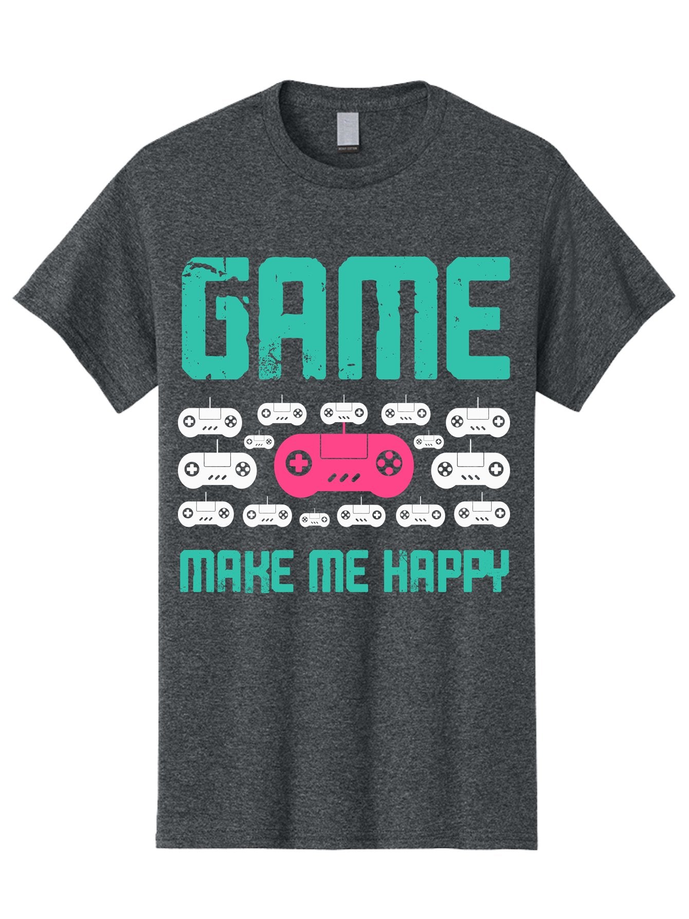 Game-Make-Me-Happy Men'S Graphic Tee, 100% Cotton, Comfortable Casual Summer Wear, Machine Washable, Gaming Controller, Gamepad, Video Games, Gaming Accessories, Positive Vibes, Happiness, Gaming, Make Me Happy -  Aaa631 14