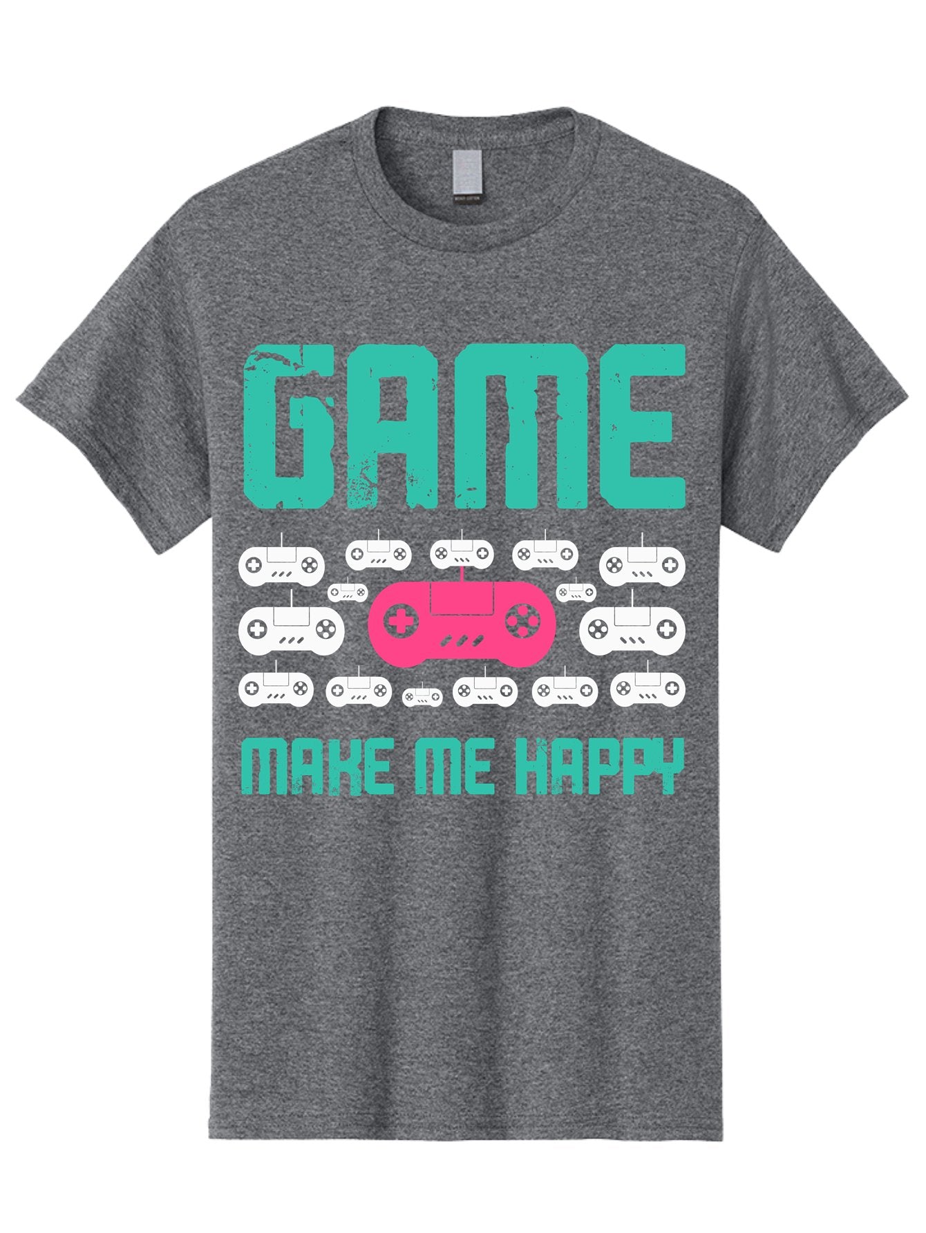 Game-Make-Me-Happy Men'S Graphic Tee, 100% Cotton, Comfortable Casual Summer Wear, Machine Washable, Gaming Controller, Gamepad, Video Games, Gaming Accessories, Positive Vibes, Happiness, Gaming, Make Me Happy -  Aaa631 12