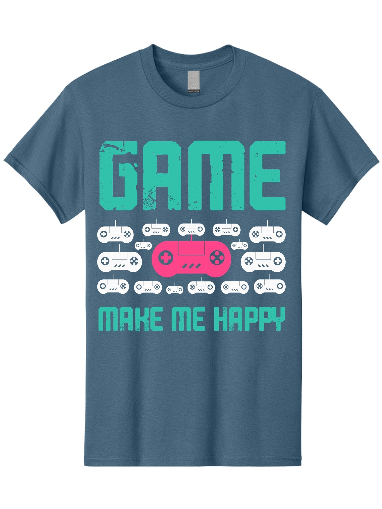 Game-Make-Me-Happy Men'S Graphic Tee, 100% Cotton, Comfortable Casual Summer Wear, Machine Washable, Gaming Controller, Gamepad, Video Games, Gaming Accessories, Positive Vibes, Happiness, Gaming, Make Me Happy -  Aaa631 8