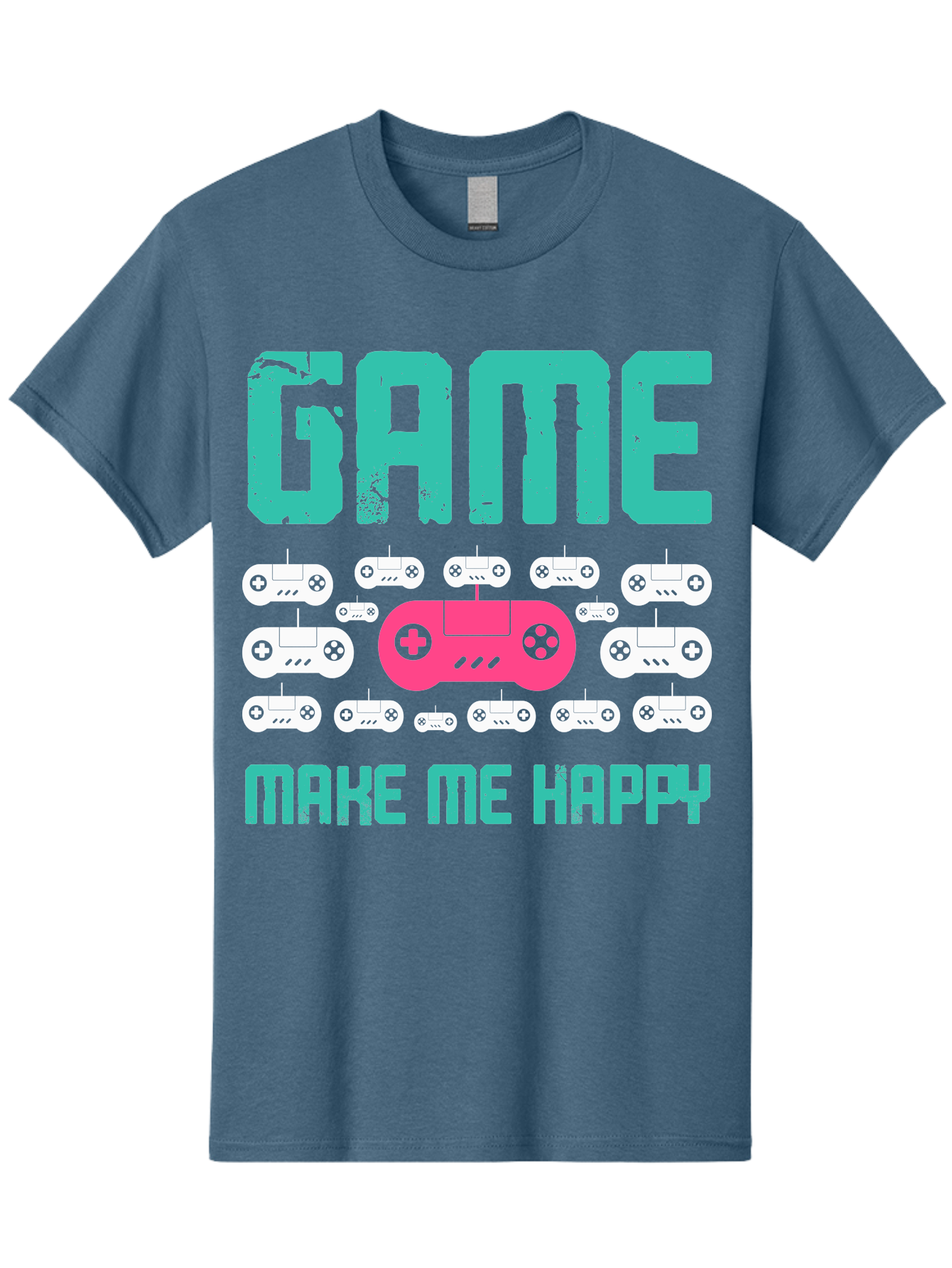 Game-Make-Me-Happy Men'S Graphic Tee, 100% Cotton, Comfortable Casual Summer Wear, Machine Washable, Gaming Controller, Gamepad, Video Games, Gaming Accessories, Positive Vibes, Happiness, Gaming, Make Me Happy -  Aaa631 11
