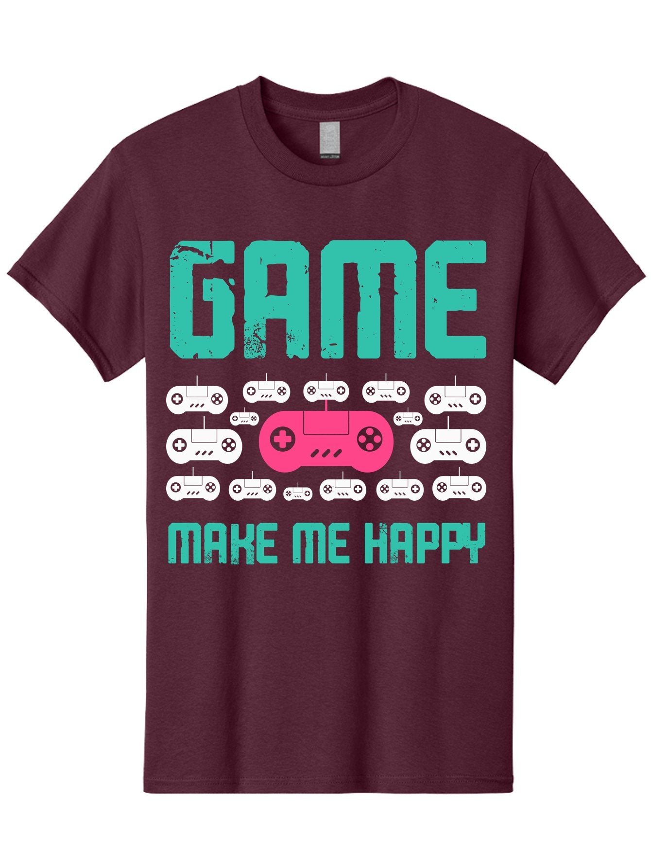 Game-Make-Me-Happy Men'S Graphic Tee, 100% Cotton, Comfortable Casual Summer Wear, Machine Washable, Gaming Controller, Gamepad, Video Games, Gaming Accessories, Positive Vibes, Happiness, Gaming, Make Me Happy -  Aaa631