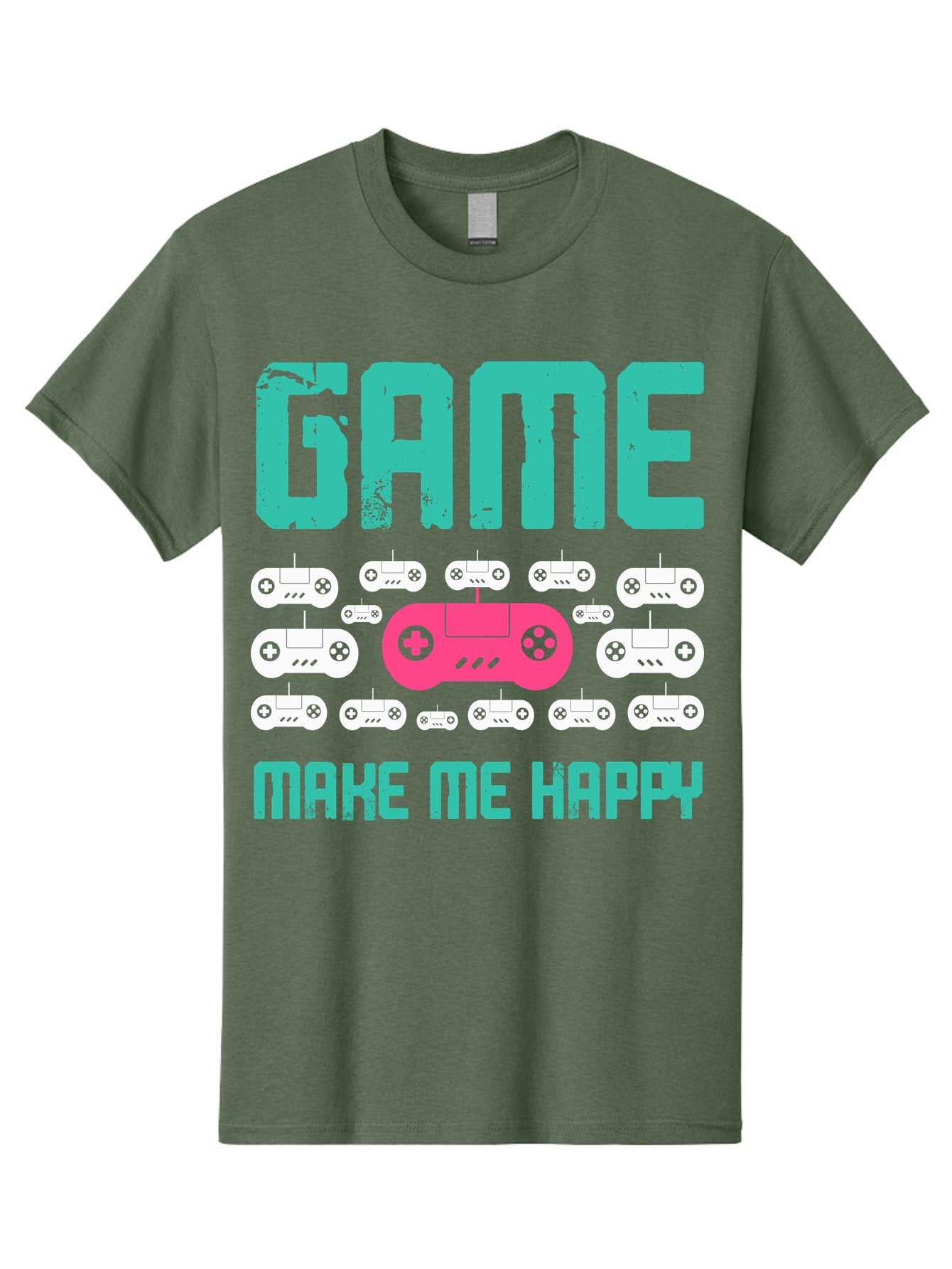 Game-Make-Me-Happy Men'S Graphic Tee, 100% Cotton, Comfortable Casual Summer Wear, Machine Washable, Gaming Controller, Gamepad, Video Games, Gaming Accessories, Positive Vibes, Happiness, Gaming, Make Me Happy -  Aaa631 3