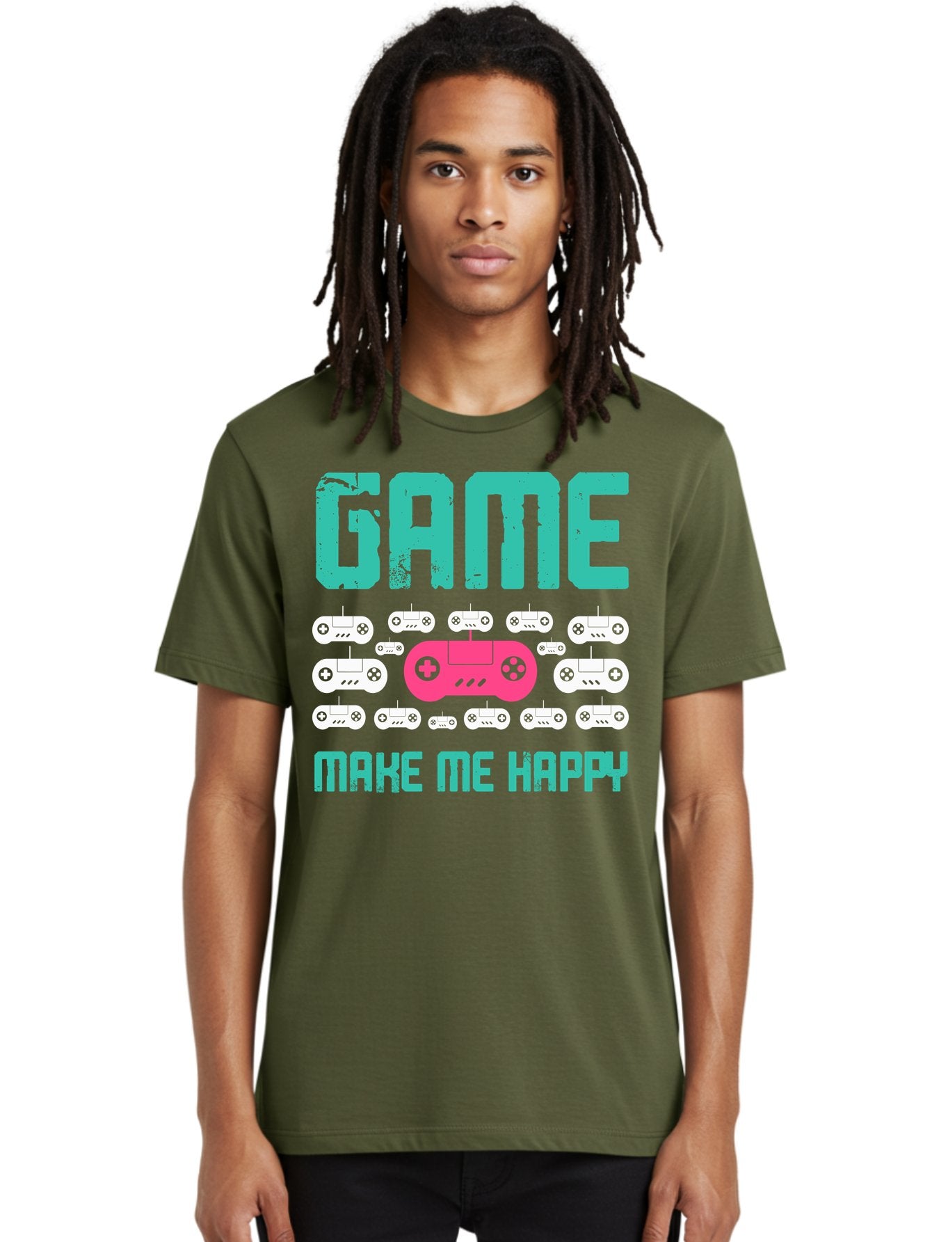 Game-Make-Me-Happy Men'S Graphic Tee, 100% Cotton, Comfortable Casual Summer Wear, Machine Washable, Gaming Controller, Gamepad, Video Games, Gaming Accessories, Positive Vibes, Happiness, Gaming, Make Me Happy -  Aaa631 22