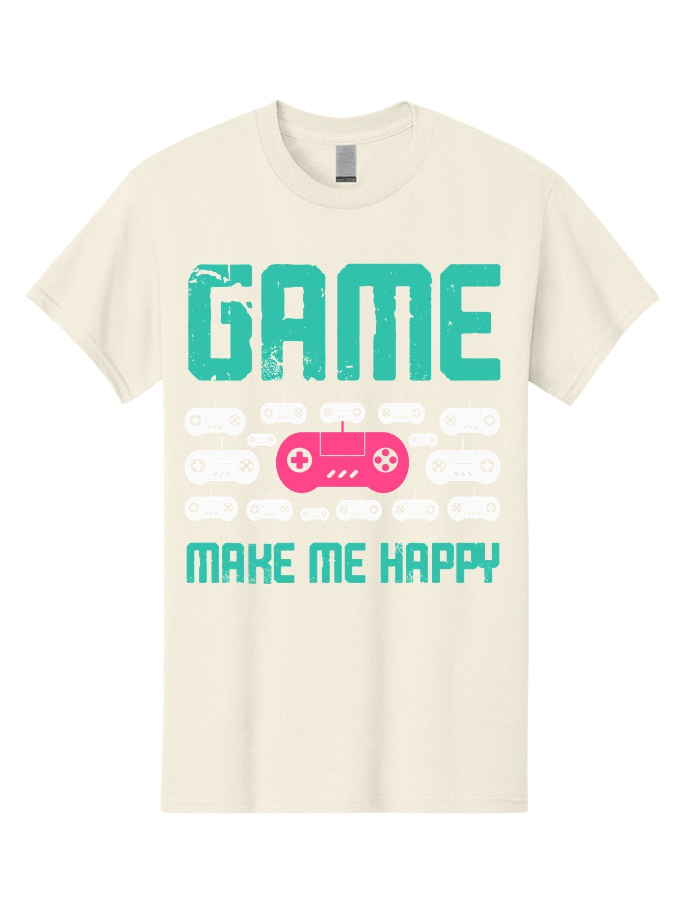 Game-Make-Me-Happy Men'S Graphic Tee, 100% Cotton, Comfortable Casual Summer Wear, Machine Washable, Gaming Controller, Gamepad, Video Games, Gaming Accessories, Positive Vibes, Happiness, Gaming, Make Me Happy -  Aaa631 11