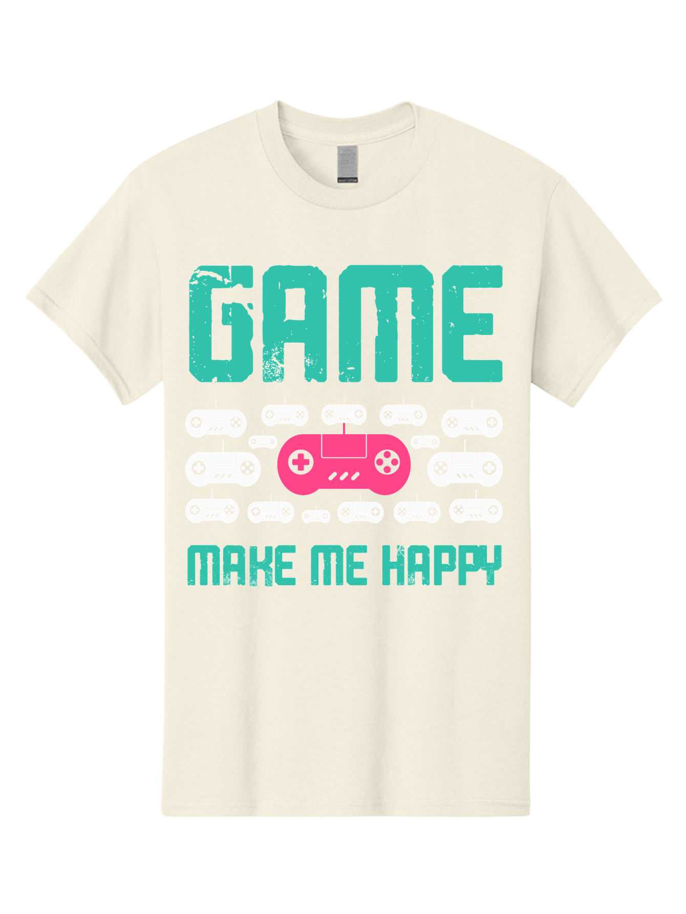 Game-Make-Me-Happy Men'S Graphic Tee, 100% Cotton, Comfortable Casual Summer Wear, Machine Washable, Gaming Controller, Gamepad, Video Games, Gaming Accessories, Positive Vibes, Happiness, Gaming, Make Me Happy -  Aaa631 17