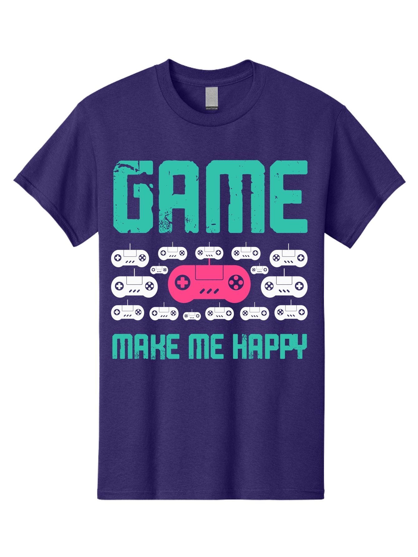 Game-Make-Me-Happy Men'S Graphic Tee, 100% Cotton, Comfortable Casual Summer Wear, Machine Washable, Gaming Controller, Gamepad, Video Games, Gaming Accessories, Positive Vibes, Happiness, Gaming, Make Me Happy -  Aaa631 4