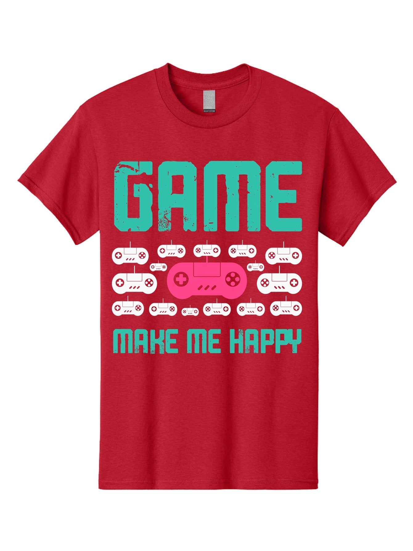 Game-Make-Me-Happy Men'S Graphic Tee, 100% Cotton, Comfortable Casual Summer Wear, Machine Washable, Gaming Controller, Gamepad, Video Games, Gaming Accessories, Positive Vibes, Happiness, Gaming, Make Me Happy -  Aaa631 6