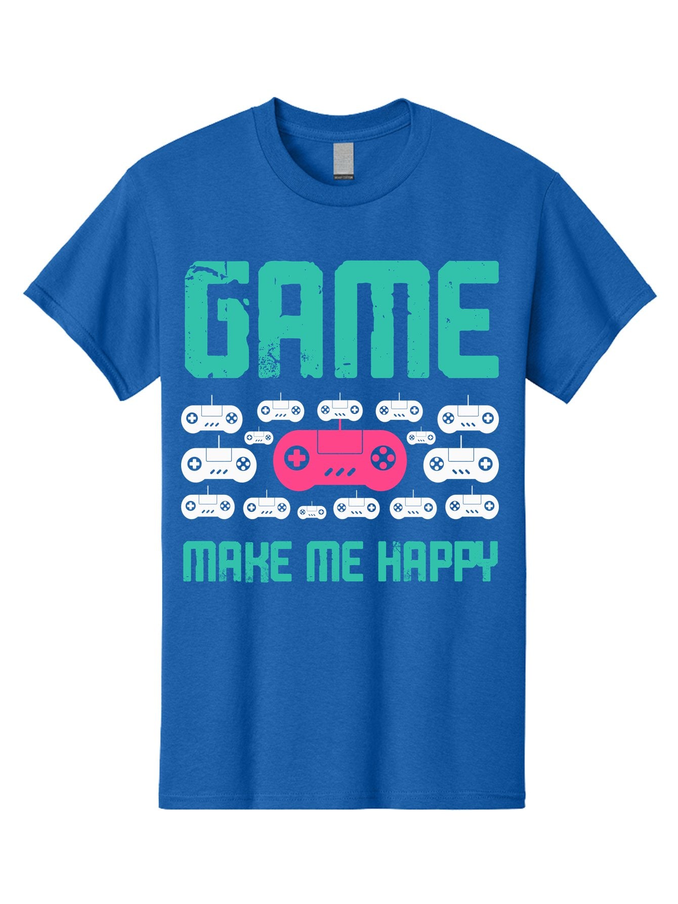 Game-Make-Me-Happy Men'S Graphic Tee, 100% Cotton, Comfortable Casual Summer Wear, Machine Washable, Gaming Controller, Gamepad, Video Games, Gaming Accessories, Positive Vibes, Happiness, Gaming, Make Me Happy -  Aaa631 15