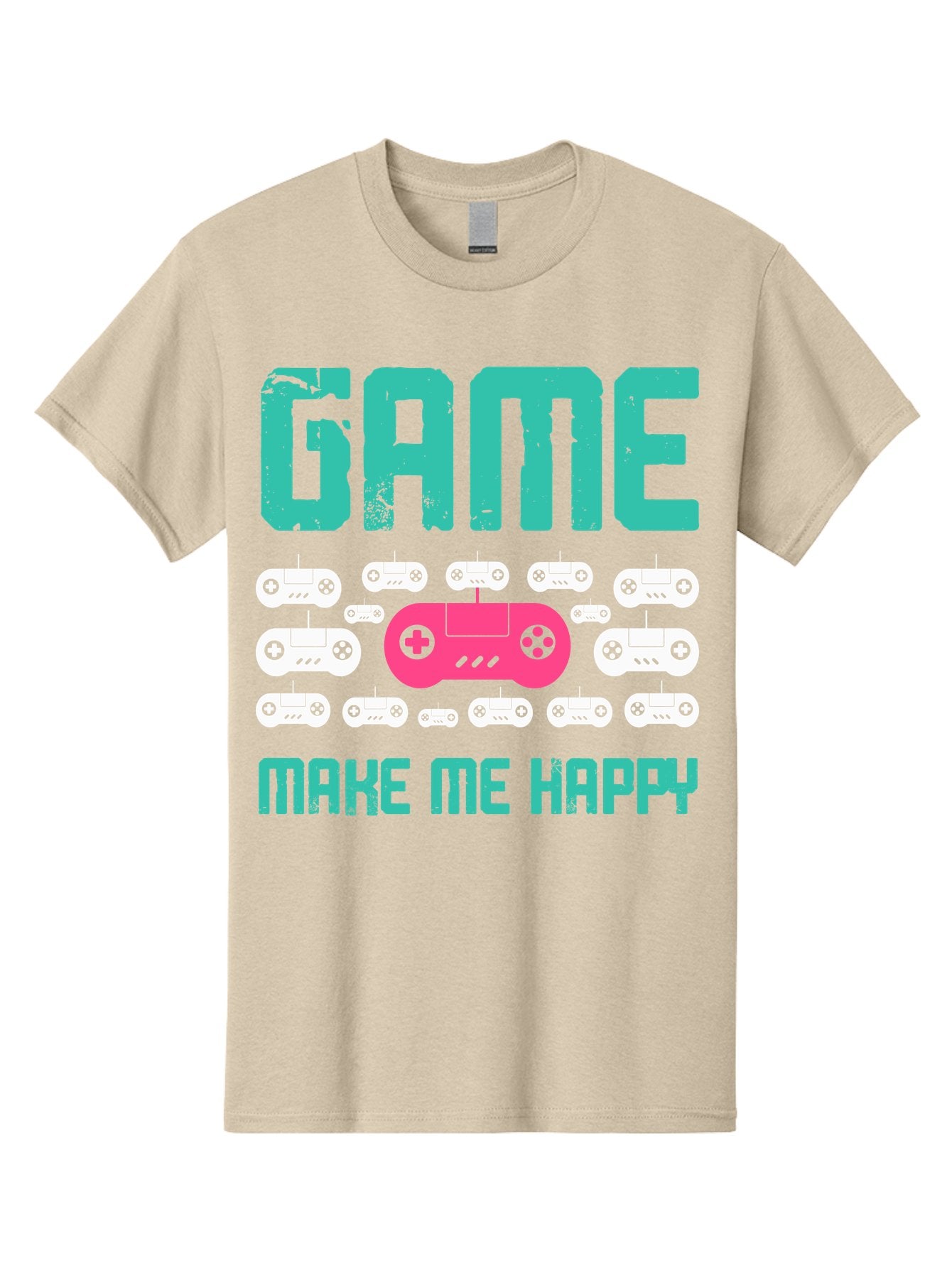Game-Make-Me-Happy Men'S Graphic Tee, 100% Cotton, Comfortable Casual Summer Wear, Machine Washable, Gaming Controller, Gamepad, Video Games, Gaming Accessories, Positive Vibes, Happiness, Gaming, Make Me Happy -  Aaa631 7
