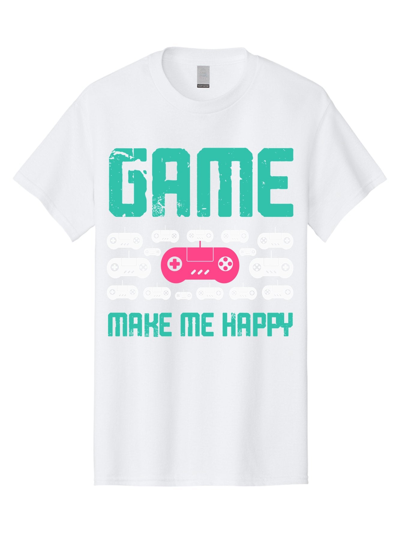 Game-Make-Me-Happy Men'S Graphic Tee, 100% Cotton, Comfortable Casual Summer Wear, Machine Washable, Gaming Controller, Gamepad, Video Games, Gaming Accessories, Positive Vibes, Happiness, Gaming, Make Me Happy -  Aaa631