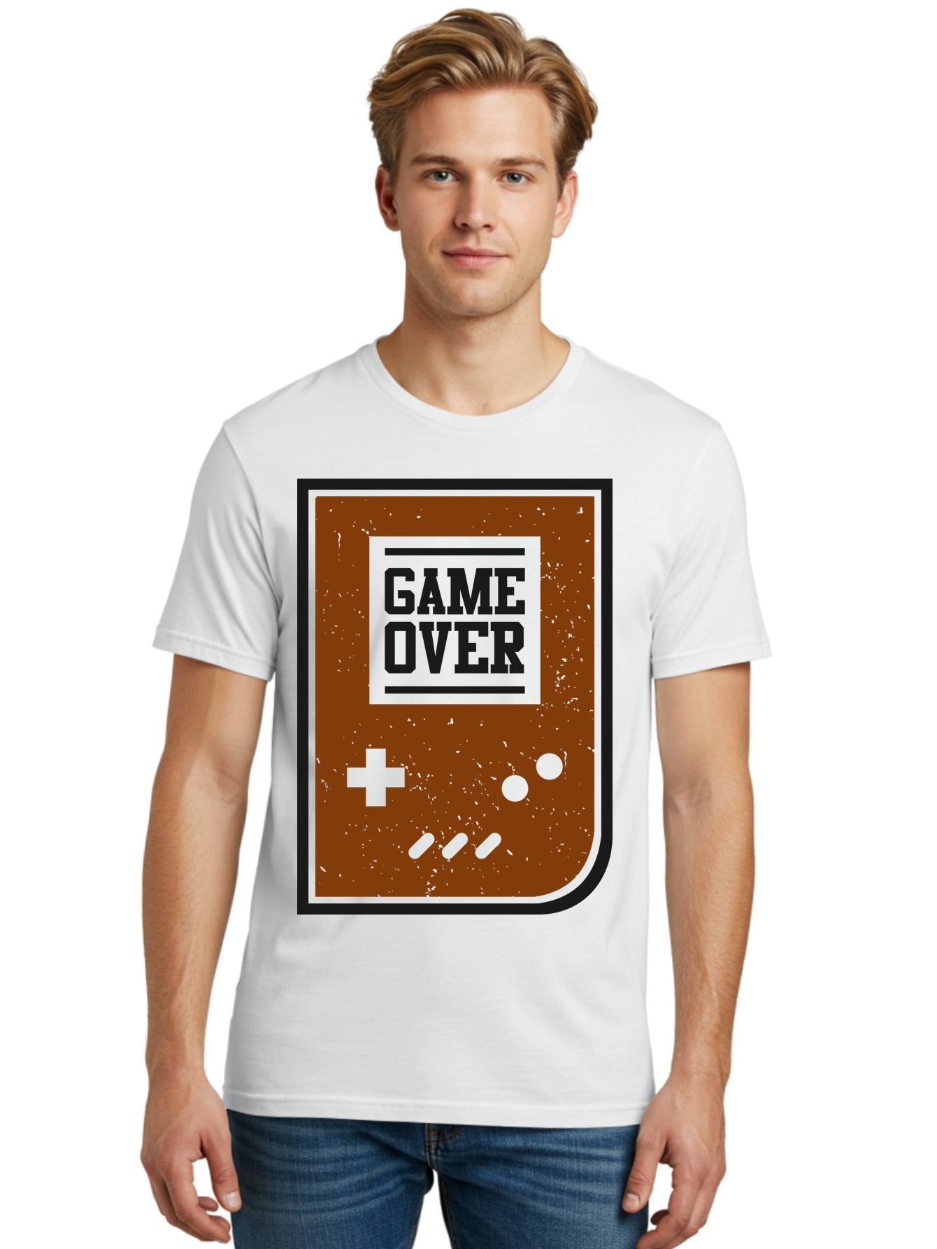Game-Over Men'S Graphic Tee, 100% Cotton, Comfortable Casual Summer Wear, Machine Washable, Game Over Screen, Retro Video Game, Nostalgic Gaming, Classic Arcade, Pixel Art, Game Over Text, Old School Gaming, Vintage Console -  Aaa632 27