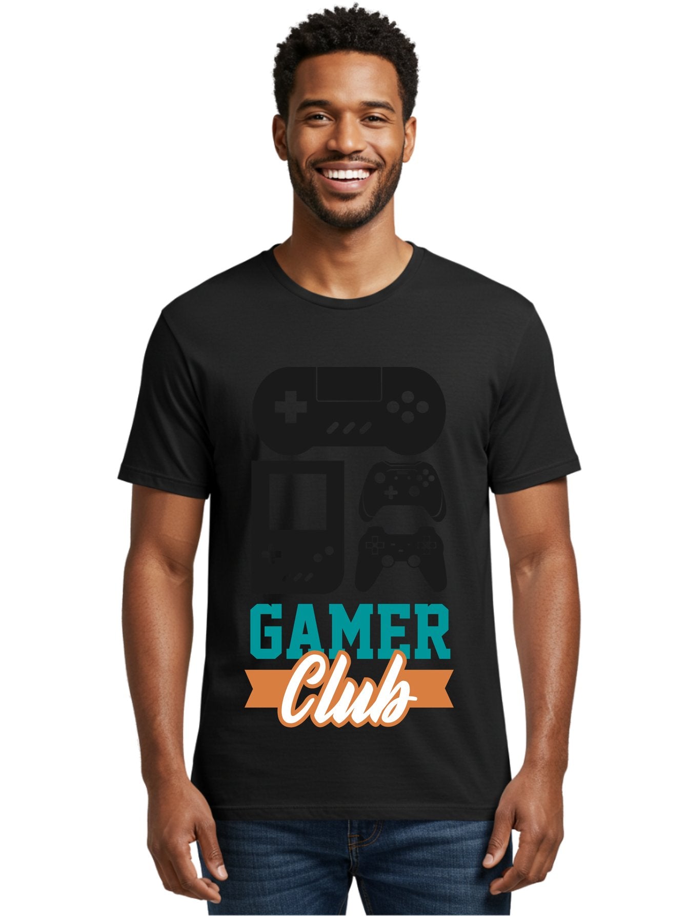 Gamer-Club Men'S Graphic Tee, 100% Cotton, Comfortable Casual Summer Wear, Machine Washable, Gaming Club, Gamer Community, Game Controllers, Video Games, Gamepad, Gaming Console, Game Controller Graphics, Gaming Accessories, Game Night -  Aaa633 24
