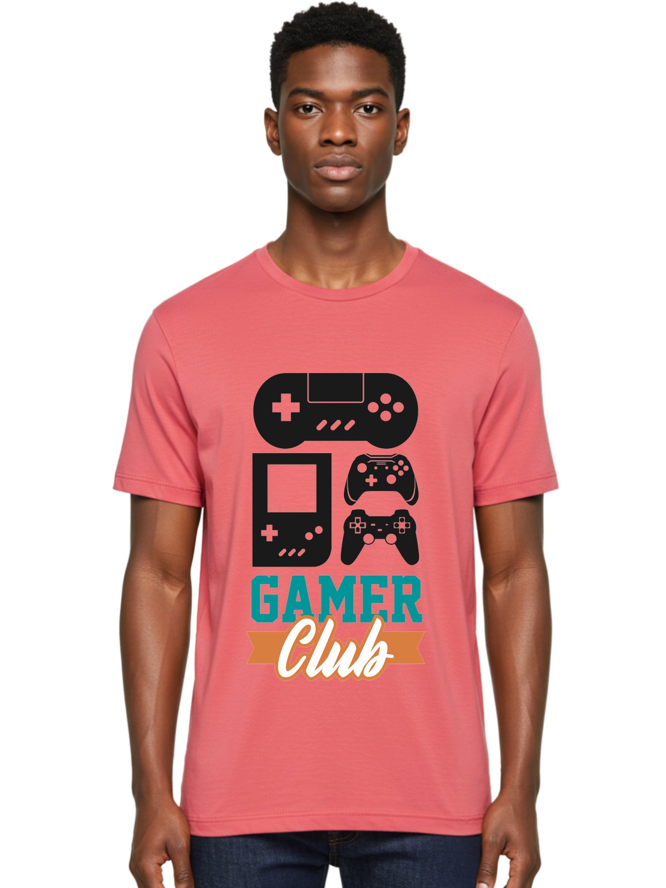 Gamer-Club Men'S Graphic Tee, 100% Cotton, Comfortable Casual Summer Wear, Machine Washable, Gaming Club, Gamer Community, Game Controllers, Video Games, Gamepad, Gaming Console, Game Controller Graphics, Gaming Accessories, Game Night -  Aaa633 22