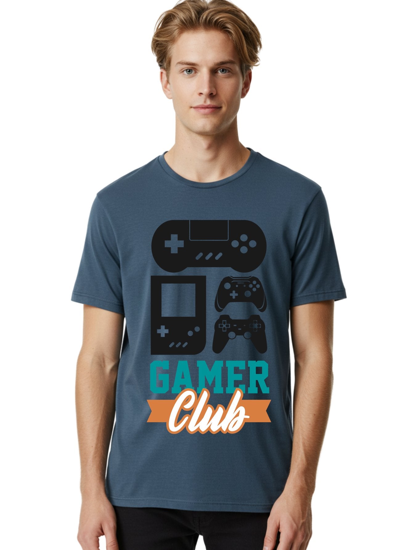 Gamer-Club Men'S Graphic Tee, 100% Cotton, Comfortable Casual Summer Wear, Machine Washable, Gaming Club, Gamer Community, Game Controllers, Video Games, Gamepad, Gaming Console, Game Controller Graphics, Gaming Accessories, Game Night -  Aaa633 17
