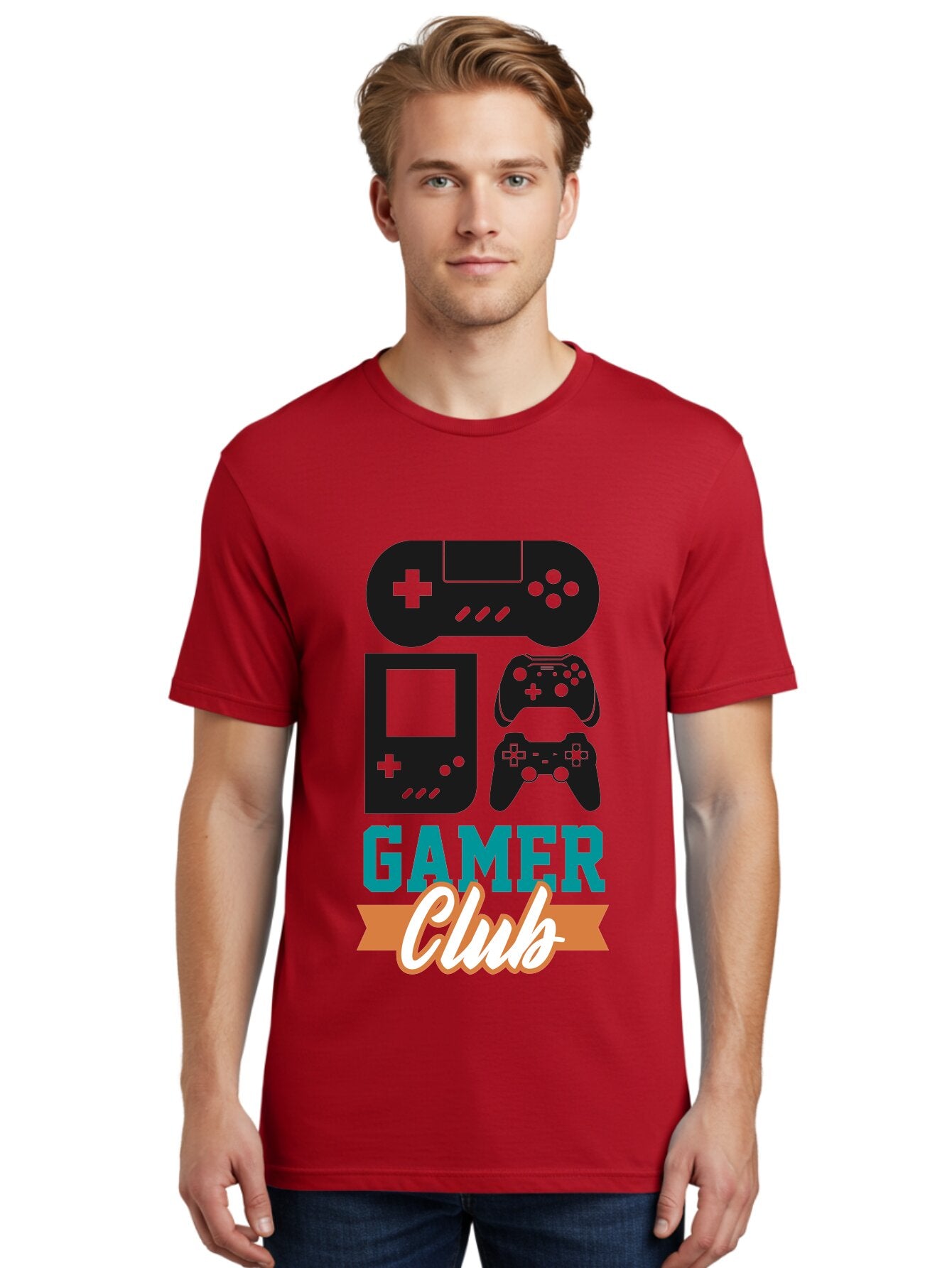 Gamer-Club Men'S Graphic Tee, 100% Cotton, Comfortable Casual Summer Wear, Machine Washable, Gaming Club, Gamer Community, Game Controllers, Video Games, Gamepad, Gaming Console, Game Controller Graphics, Gaming Accessories, Game Night -  Aaa633 25