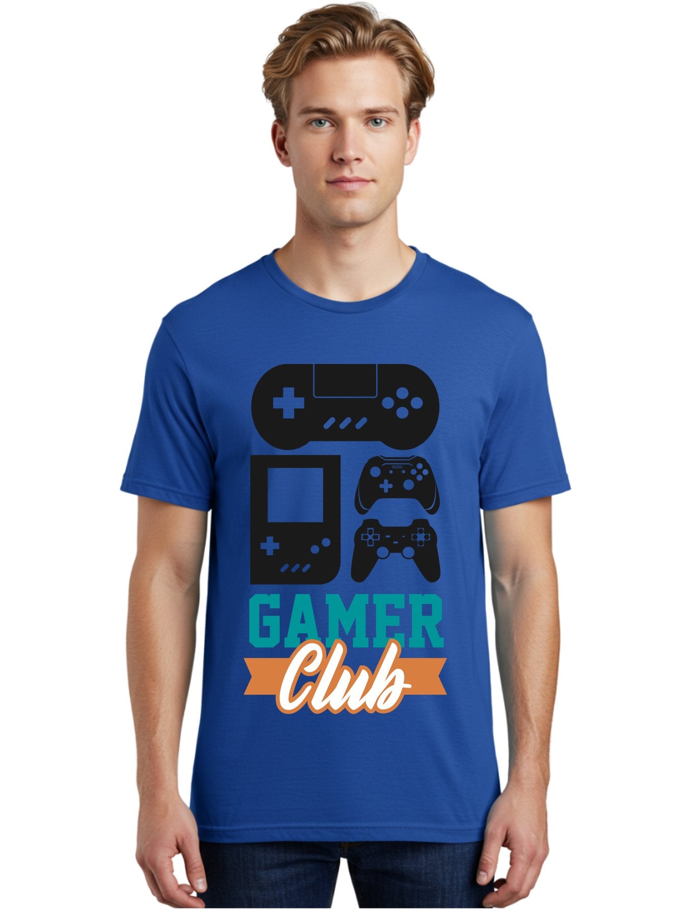Gamer-Club Men'S Graphic Tee, 100% Cotton, Comfortable Casual Summer Wear, Machine Washable, Gaming Club, Gamer Community, Game Controllers, Video Games, Gamepad, Gaming Console, Game Controller Graphics, Gaming Accessories, Game Night -  Aaa633 28