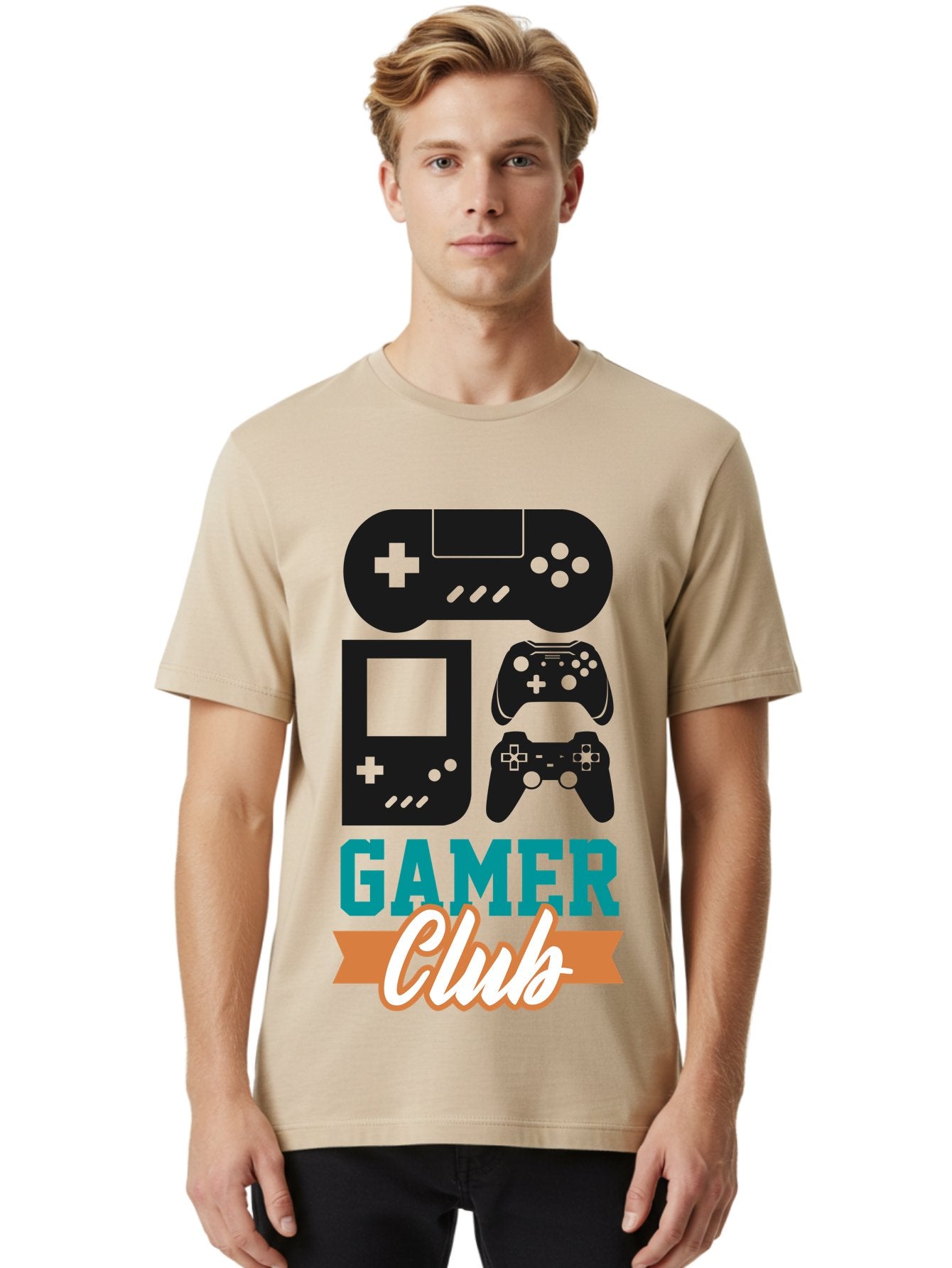 Gamer-Club Men'S Graphic Tee, 100% Cotton, Comfortable Casual Summer Wear, Machine Washable, Gaming Club, Gamer Community, Game Controllers, Video Games, Gamepad, Gaming Console, Game Controller Graphics, Gaming Accessories, Game Night -  Aaa633 29
