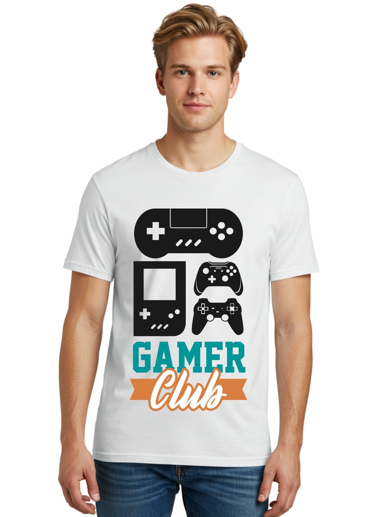 Gamer-Club Men'S Graphic Tee, 100% Cotton, Comfortable Casual Summer Wear, Machine Washable, Gaming Club, Gamer Community, Game Controllers, Video Games, Gamepad, Gaming Console, Game Controller Graphics, Gaming Accessories, Game Night -  Aaa633 20